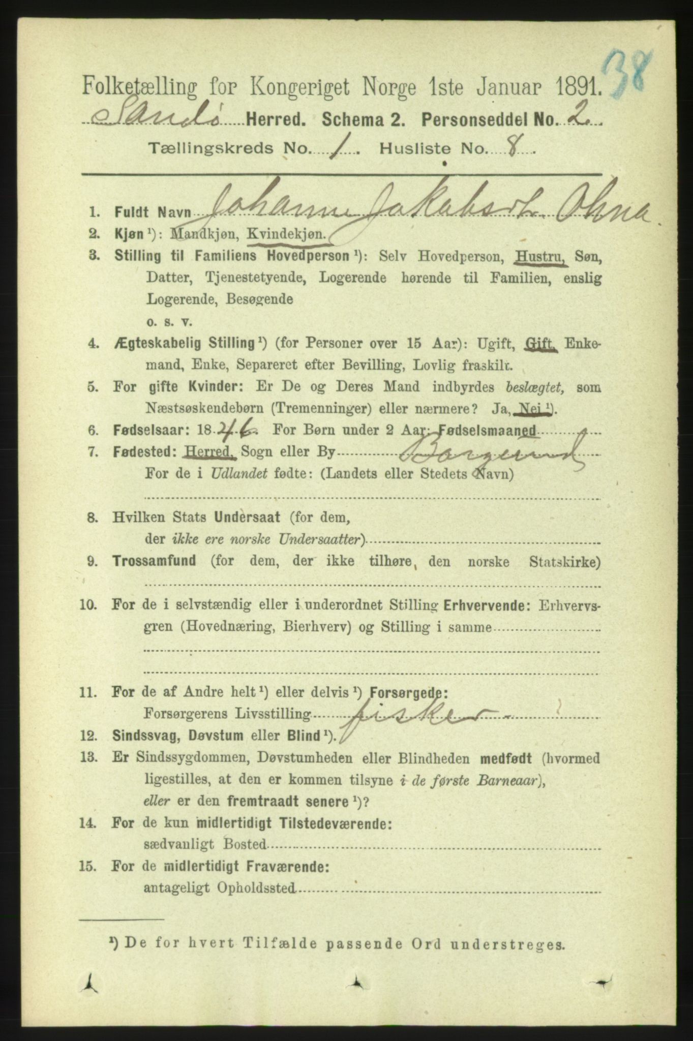 RA, 1891 census for 1546 Sandøy, 1891, p. 111
