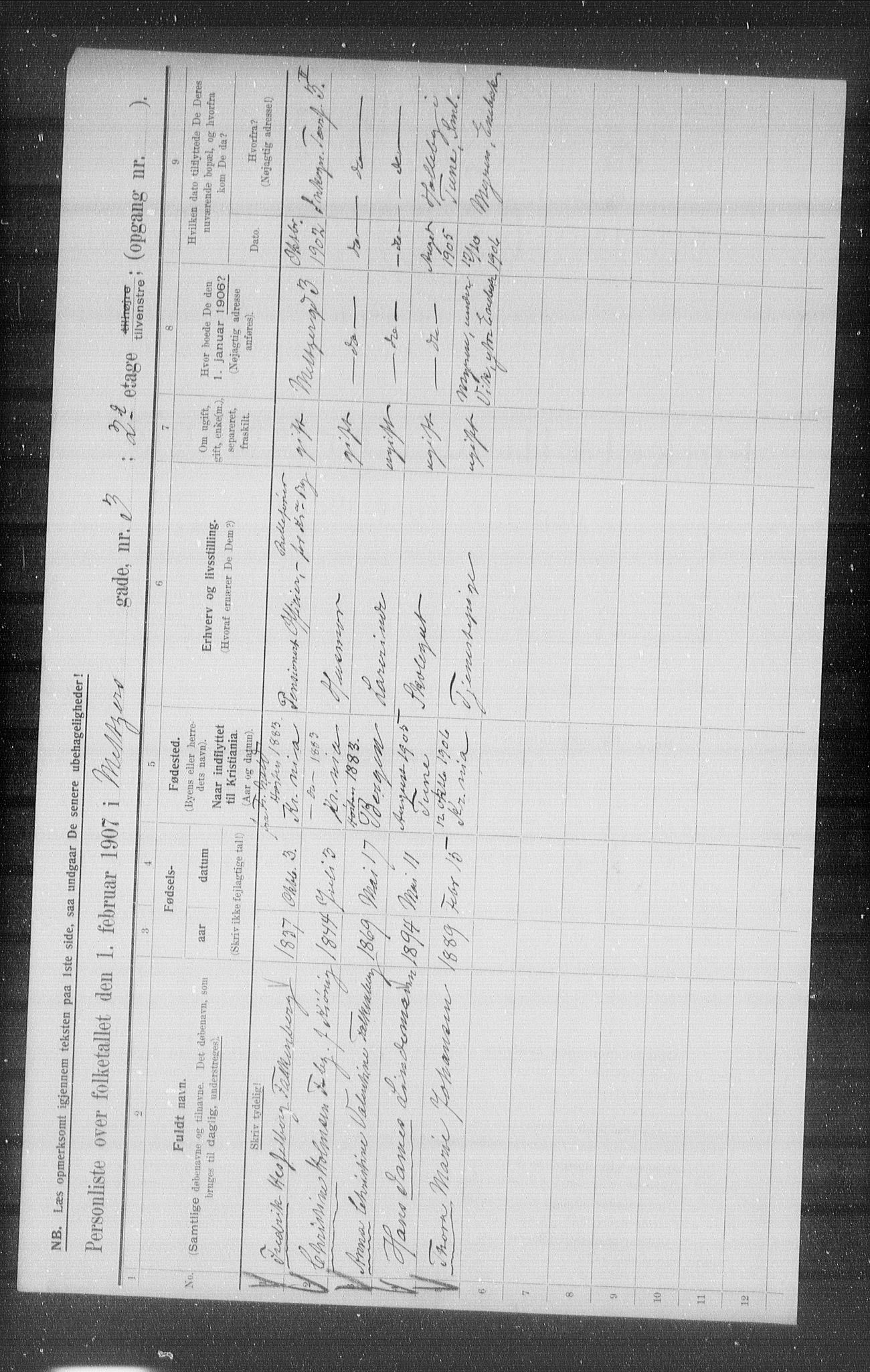 OBA, Municipal Census 1907 for Kristiania, 1907, p. 33274