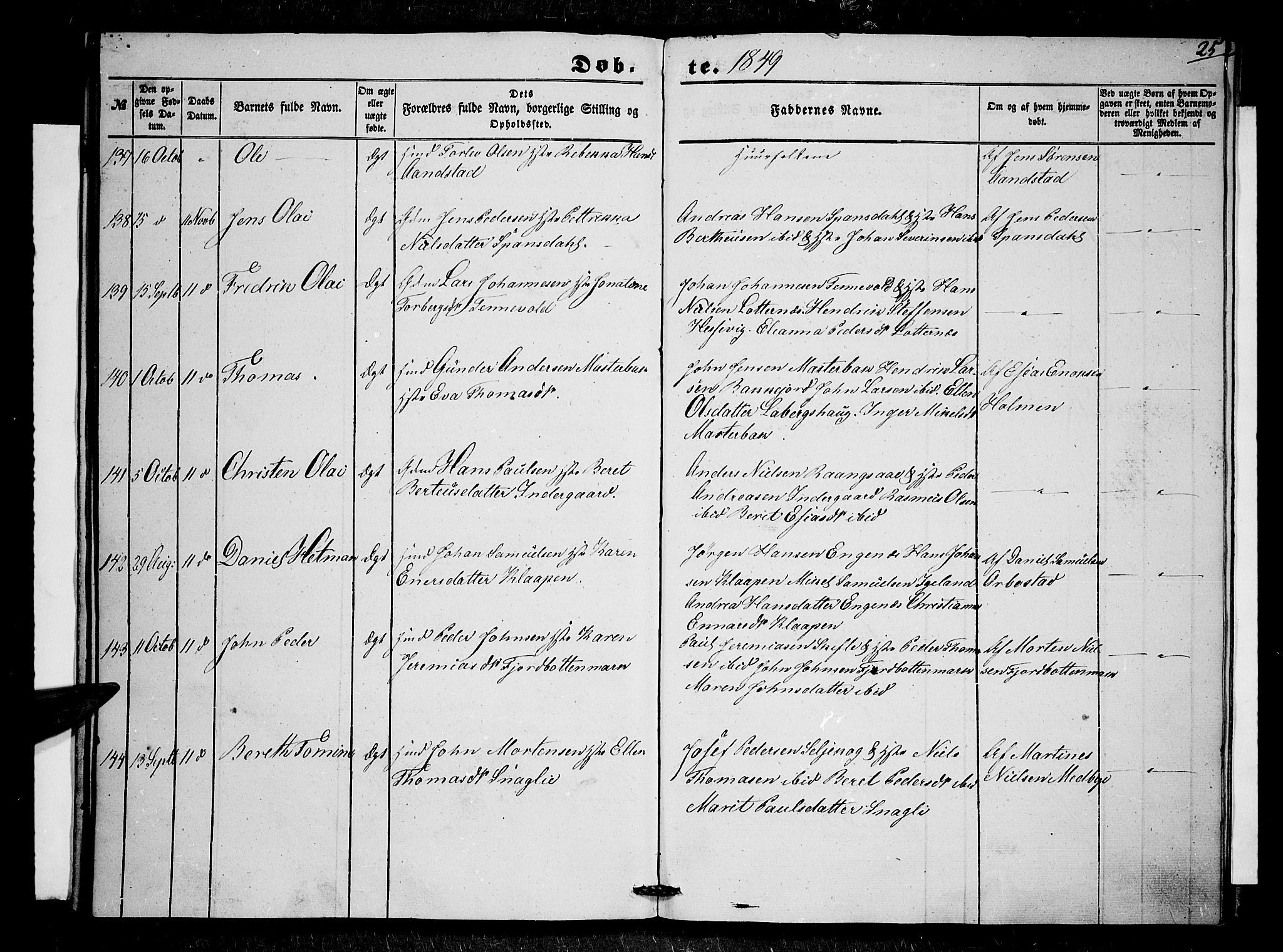 Ibestad sokneprestembete, AV/SATØ-S-0077/H/Ha/Haa/L0007kirke: Parish register (official) no. 7, 1847-1850, p. 25