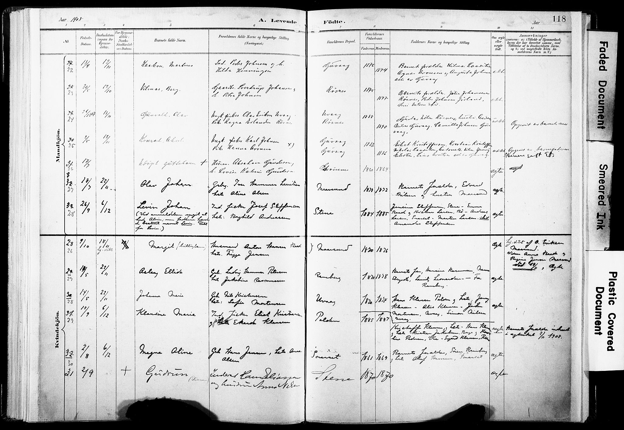 Ministerialprotokoller, klokkerbøker og fødselsregistre - Nordland, AV/SAT-A-1459/891/L1304: Parish register (official) no. 891A09, 1895-1921, p. 118