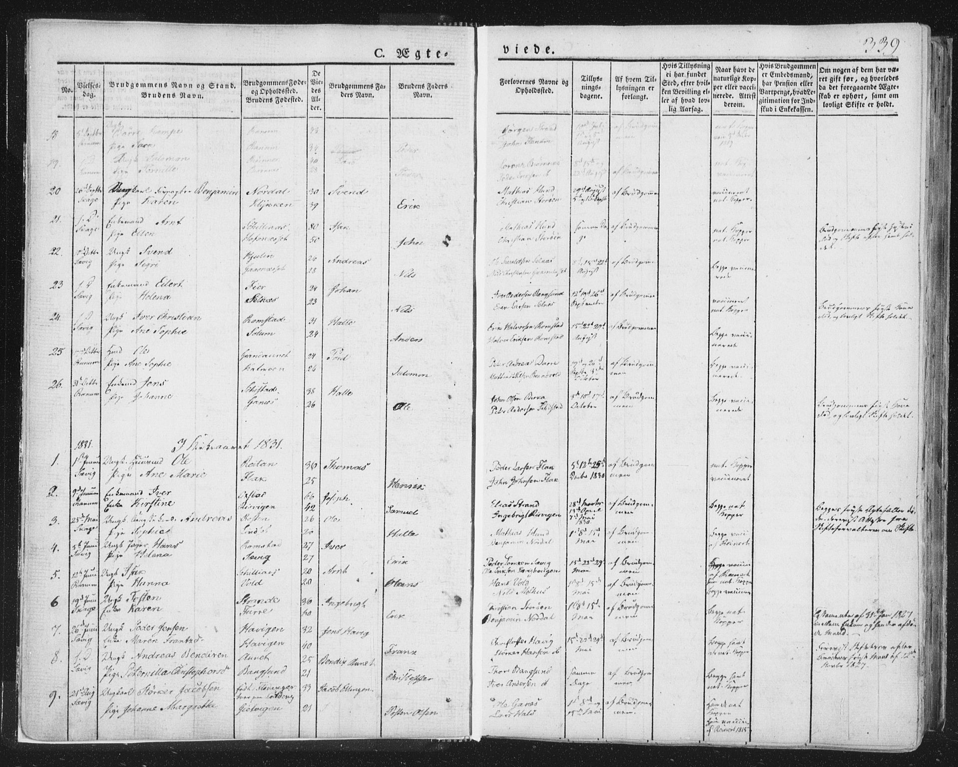 Ministerialprotokoller, klokkerbøker og fødselsregistre - Nord-Trøndelag, SAT/A-1458/764/L0552: Parish register (official) no. 764A07b, 1824-1865, p. 339
