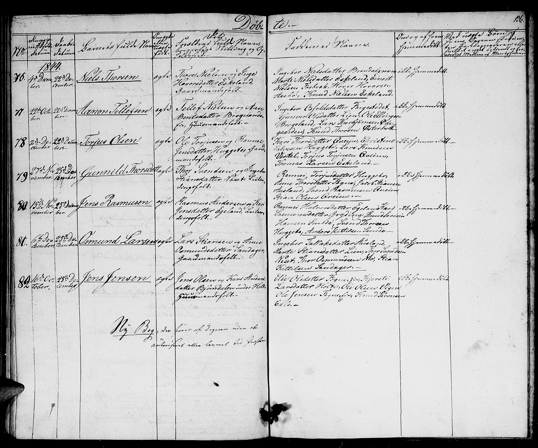 Gjerstad sokneprestkontor, AV/SAK-1111-0014/F/Fb/Fba/L0003: Parish register (copy) no. B 3, 1829-1844, p. 136