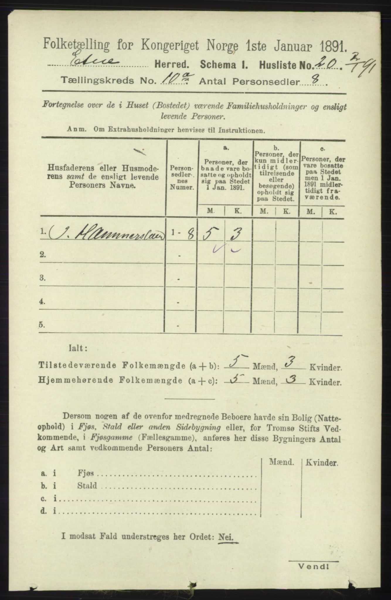 RA, 1891 census for 1211 Etne, 1891, p. 1860