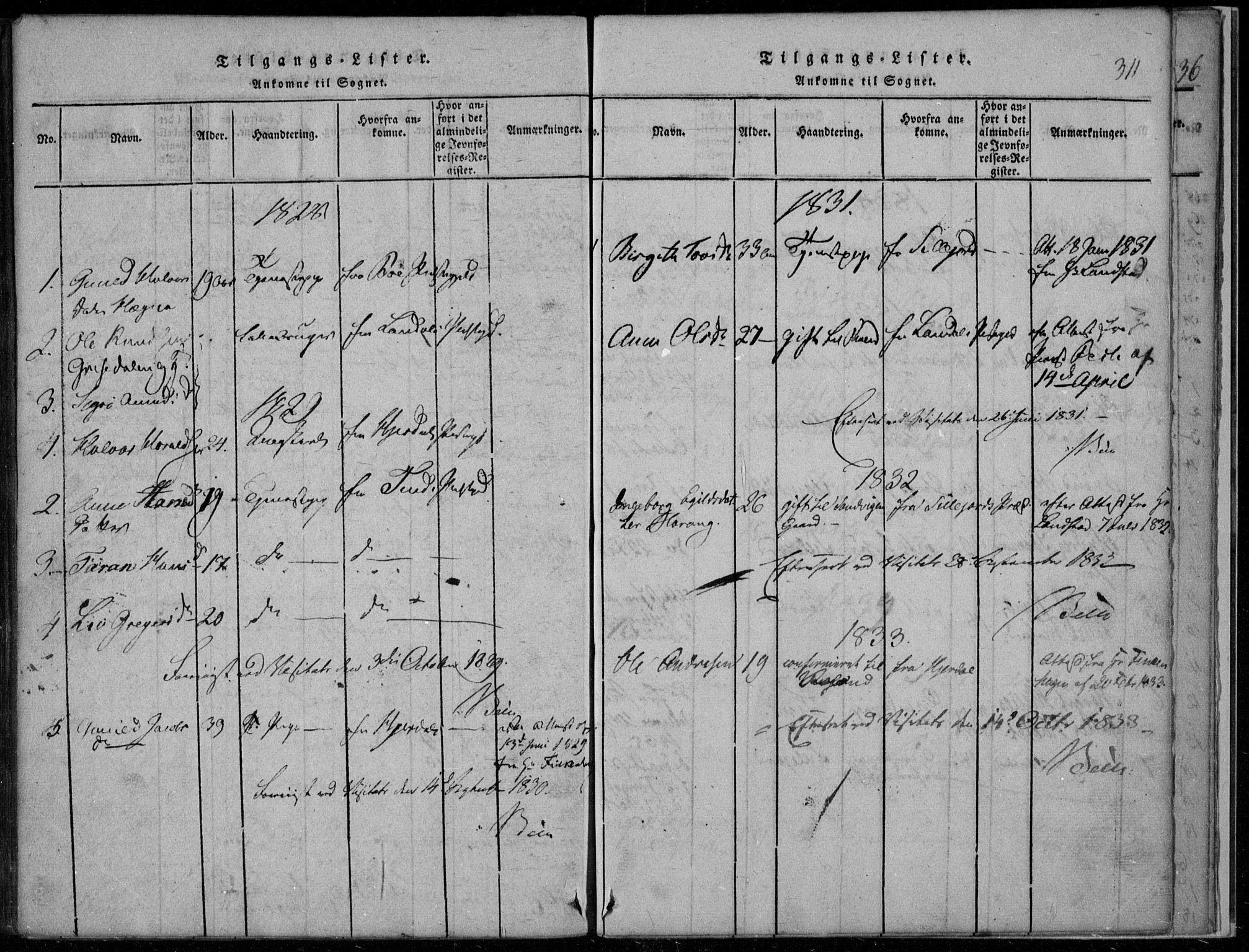 Rauland kirkebøker, SAKO/A-292/F/Fa/L0001: Parish register (official) no. 1, 1814-1859, p. 311