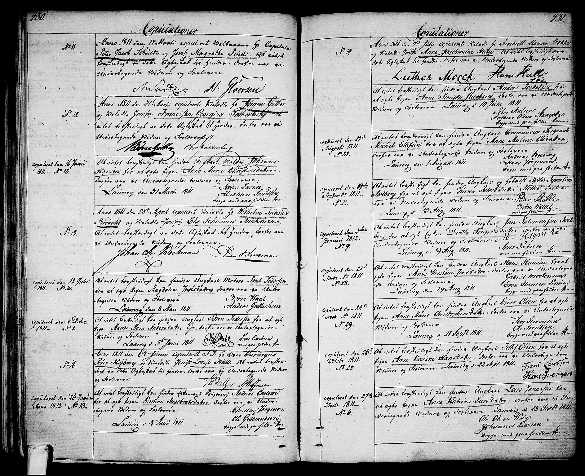 Larvik kirkebøker, SAKO/A-352/G/Ga/L0002: Parish register (copy) no. I 2, 1807-1830, p. 430-431