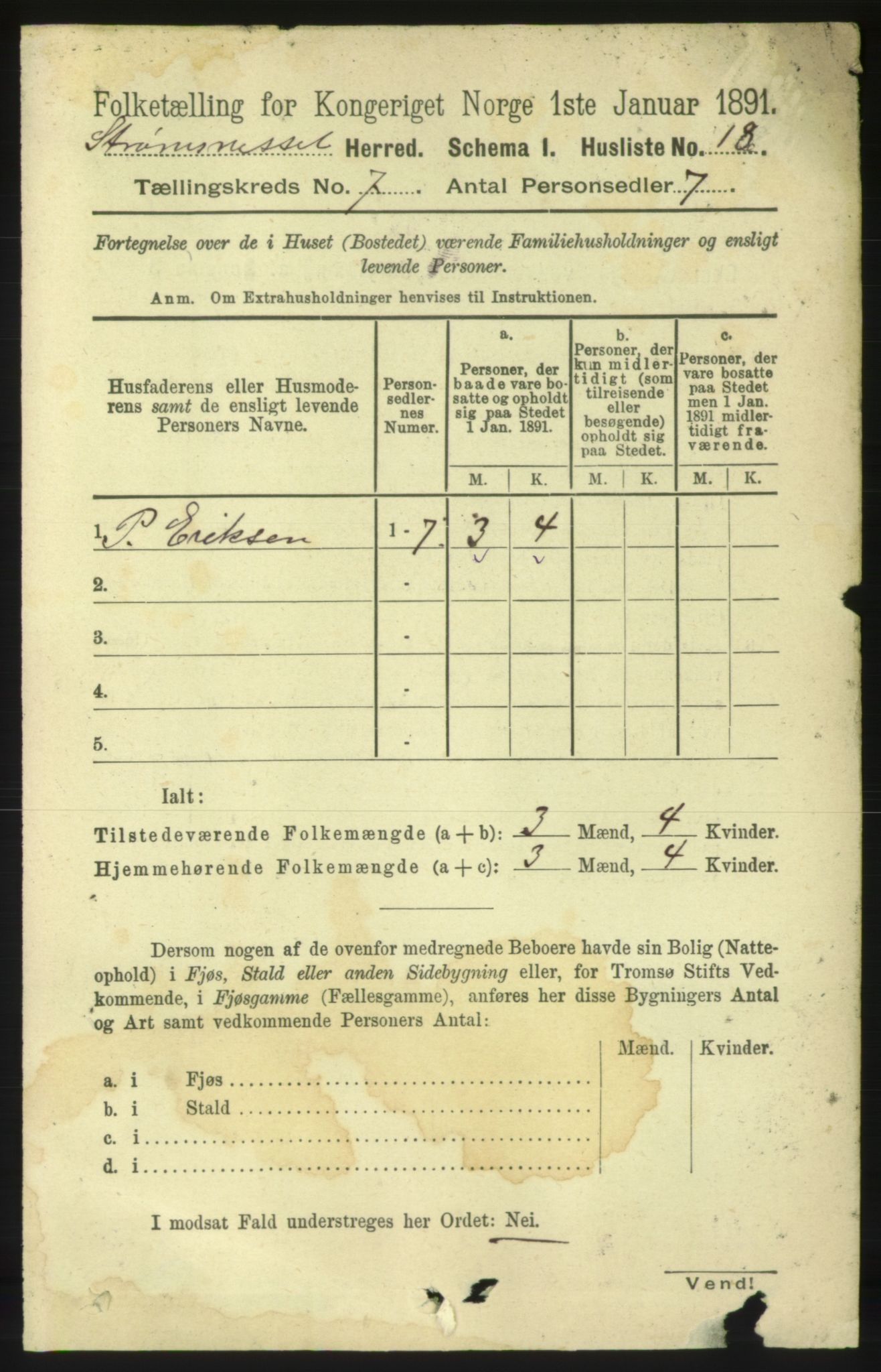 RA, 1891 census for 1559 Straumsnes, 1891, p. 1464