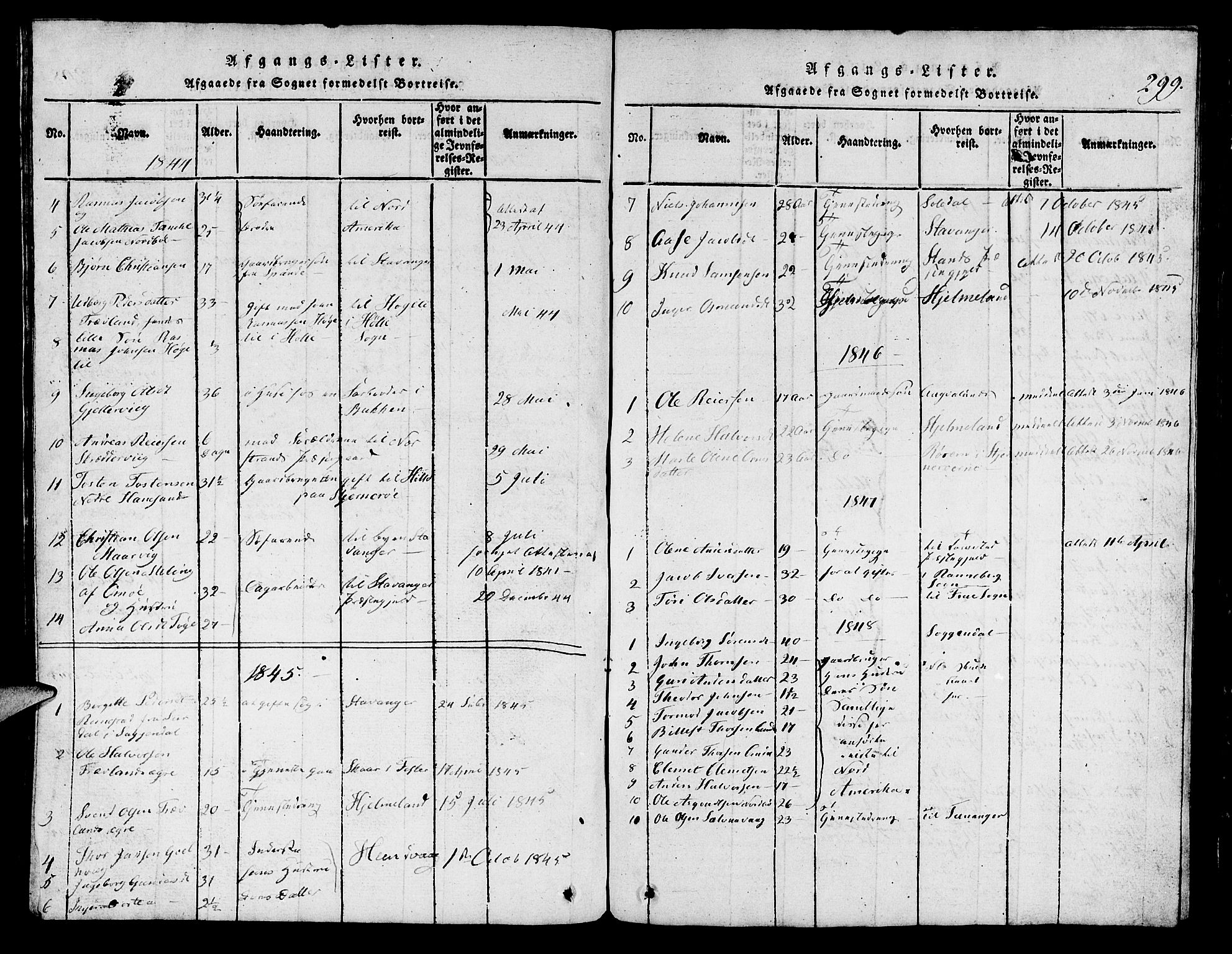 Finnøy sokneprestkontor, SAST/A-101825/H/Ha/Hab/L0001: Parish register (copy) no. B 1, 1816-1856, p. 299