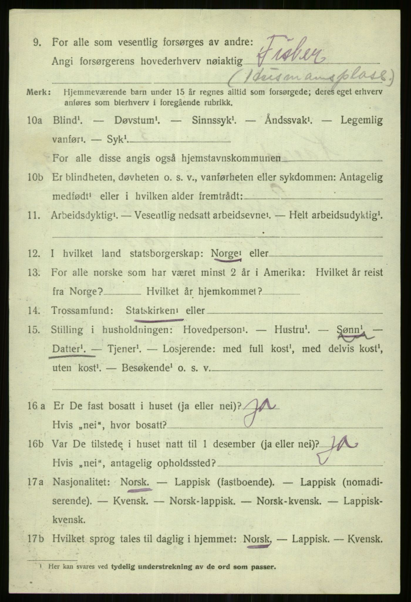 SATØ, 1920 census for Karlsøy, 1920, p. 4461