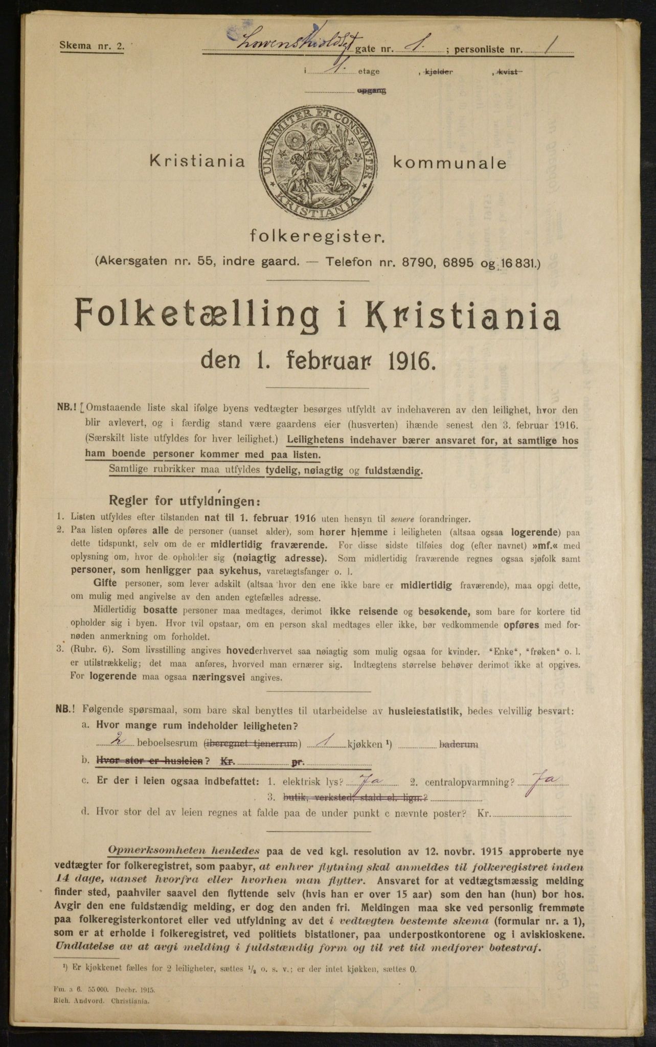 OBA, Municipal Census 1916 for Kristiania, 1916, p. 60099