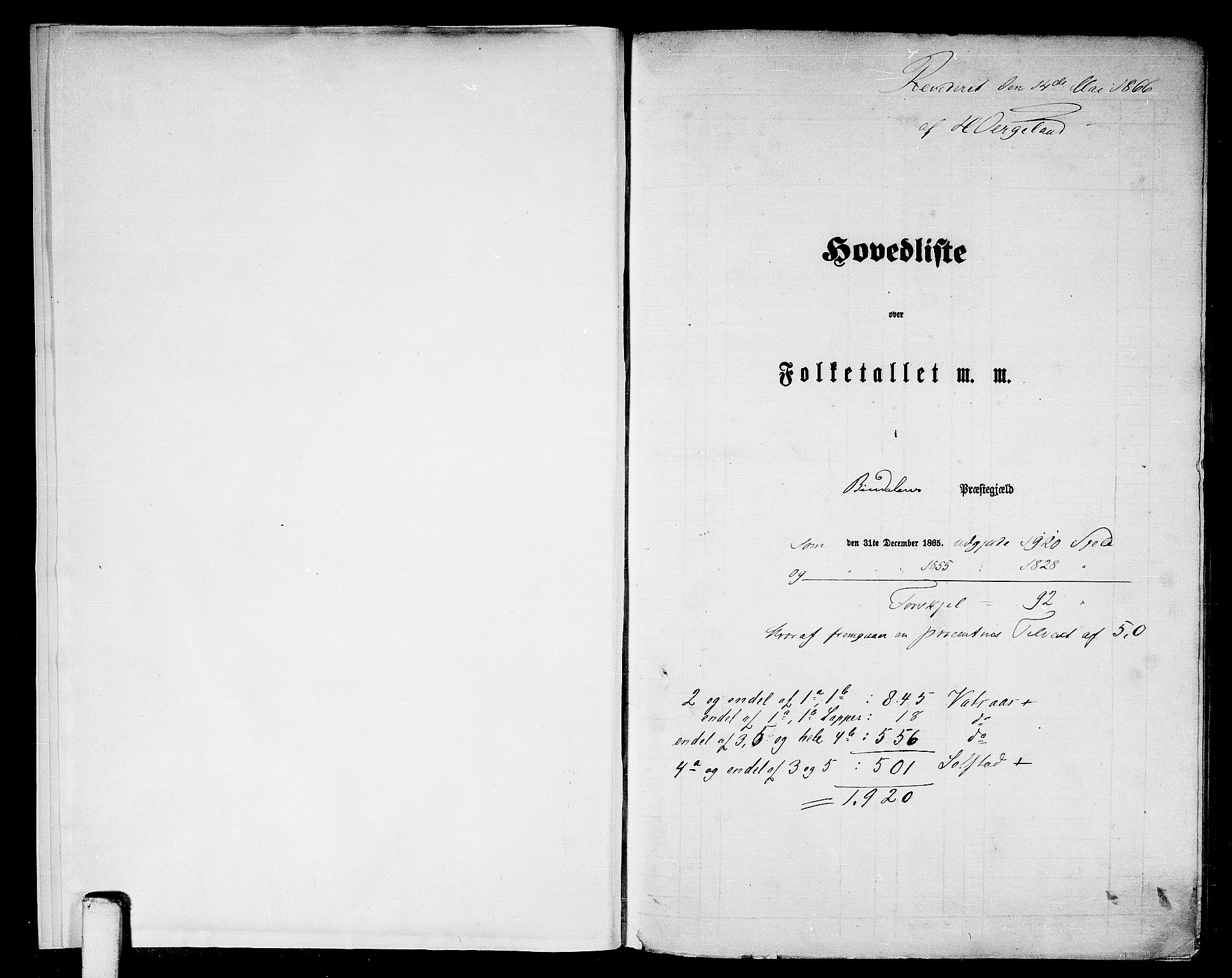 RA, 1865 census for Bindal, 1865, p. 5