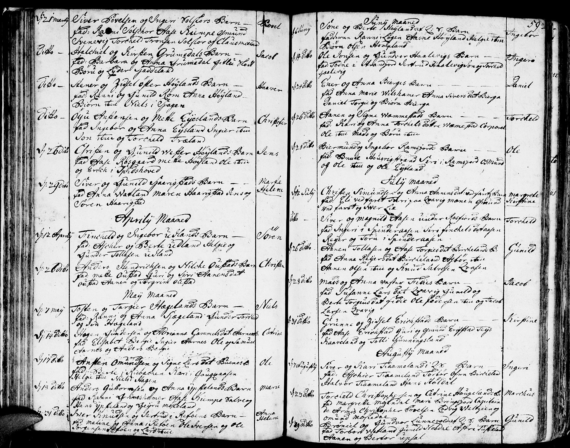 Lyngdal sokneprestkontor, AV/SAK-1111-0029/F/Fa/Fac/L0001: Parish register (official) no. A 1, 1727-1779, p. 59