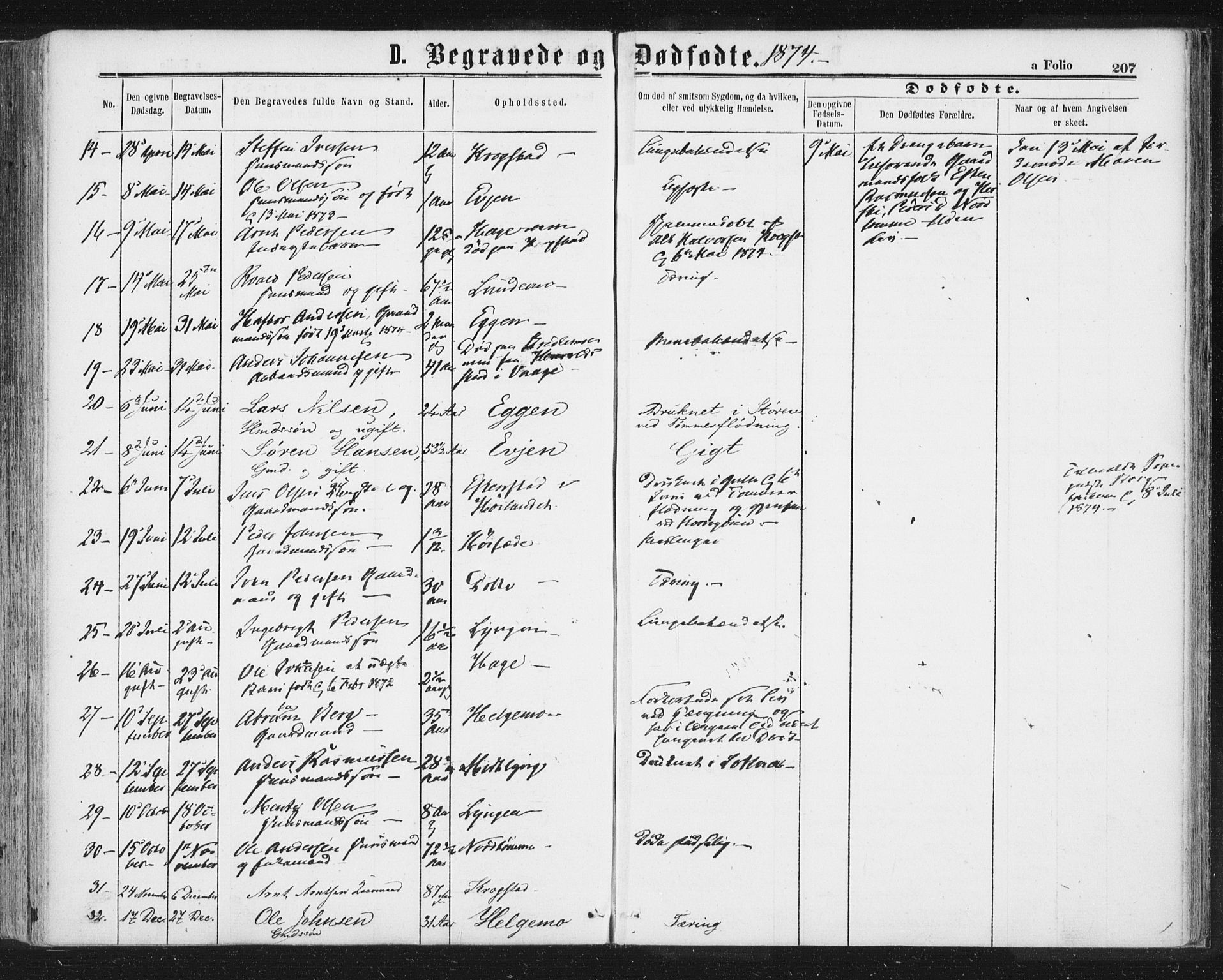 Ministerialprotokoller, klokkerbøker og fødselsregistre - Sør-Trøndelag, SAT/A-1456/692/L1104: Parish register (official) no. 692A04, 1862-1878, p. 207