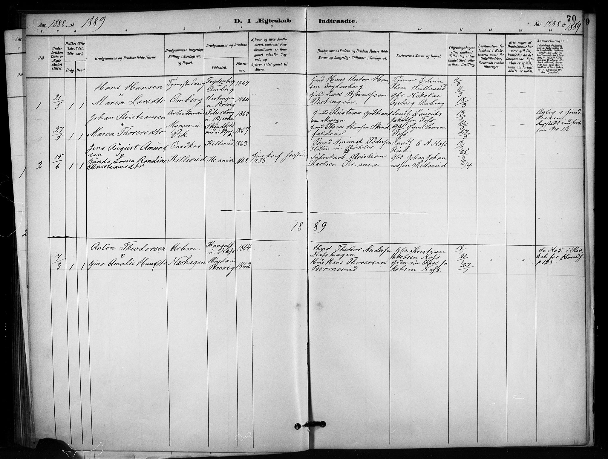 Enebakk prestekontor Kirkebøker, AV/SAO-A-10171c/F/Fb/L0001: Parish register (official) no. II 1, 1877-1902, p. 70