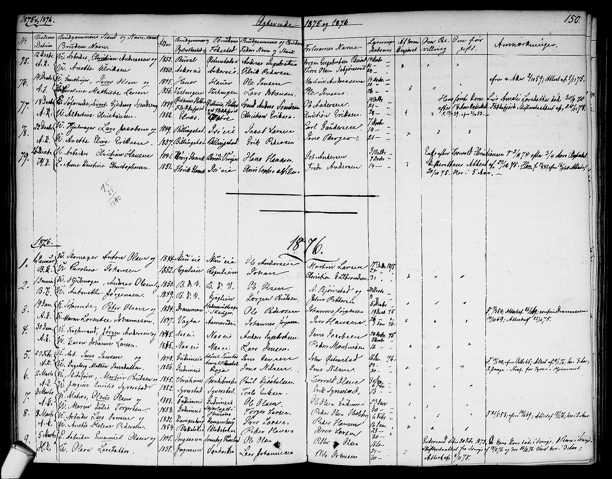 Asker prestekontor Kirkebøker, SAO/A-10256a/F/Fa/L0010: Parish register (official) no. I 10, 1825-1878, p. 150
