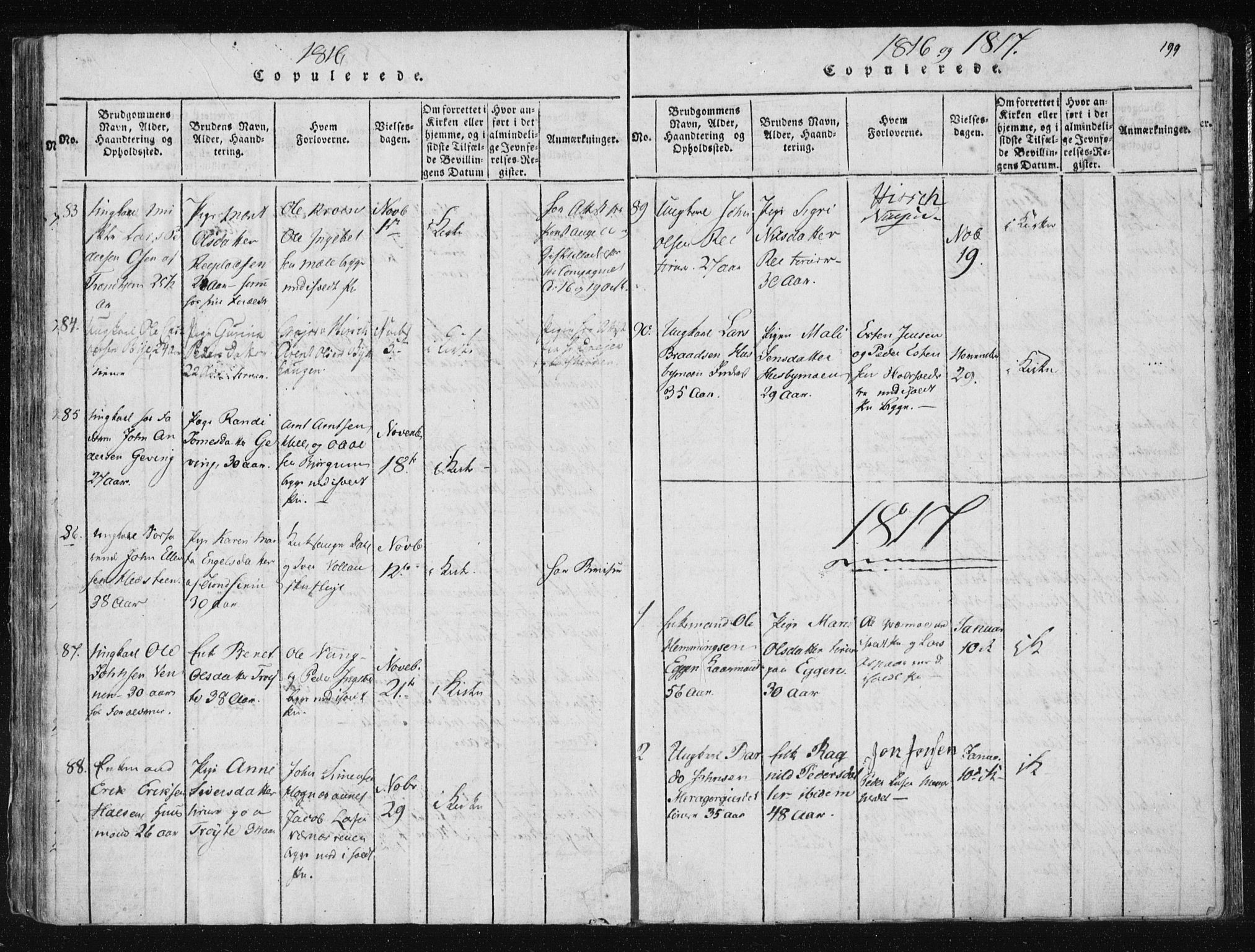 Ministerialprotokoller, klokkerbøker og fødselsregistre - Nord-Trøndelag, SAT/A-1458/709/L0061: Parish register (official) no. 709A08 /1, 1815-1819, p. 199
