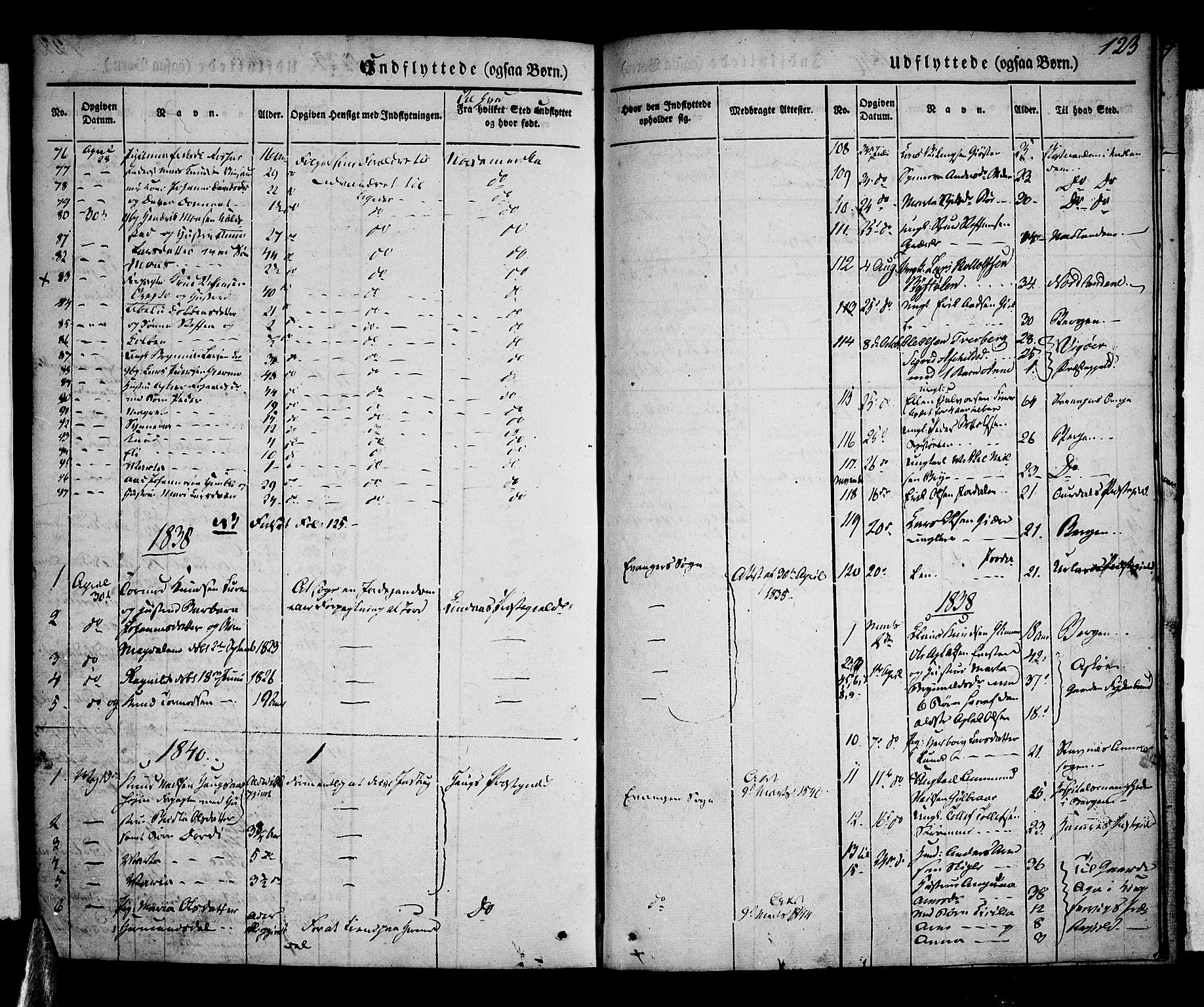 Voss sokneprestembete, AV/SAB-A-79001/H/Haa: Parish register (official) no. A 14, 1837-1847, p. 123