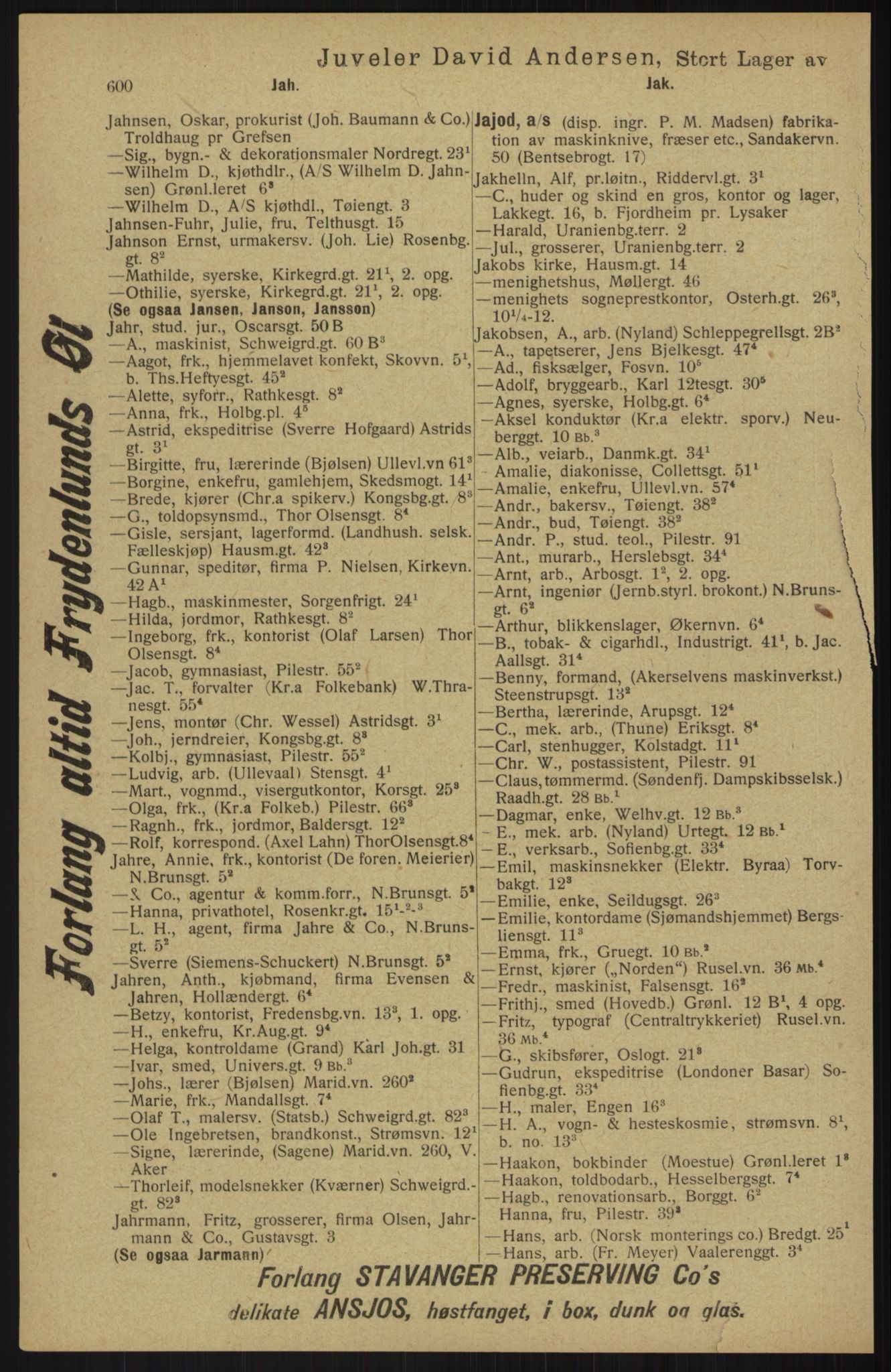 Kristiania/Oslo adressebok, PUBL/-, 1913, p. 612