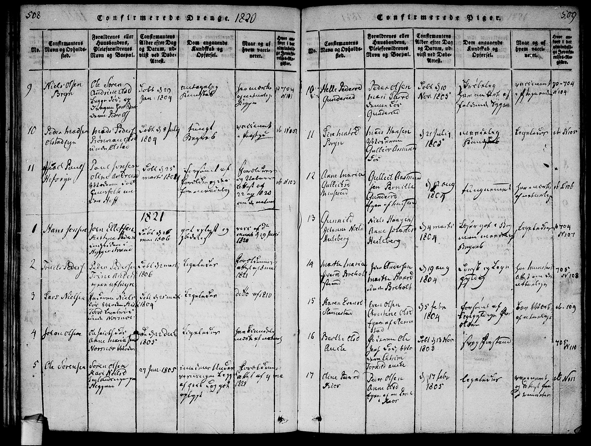 Røyken kirkebøker, AV/SAKO-A-241/F/Fa/L0004: Parish register (official) no. 4, 1814-1832, p. 508-509