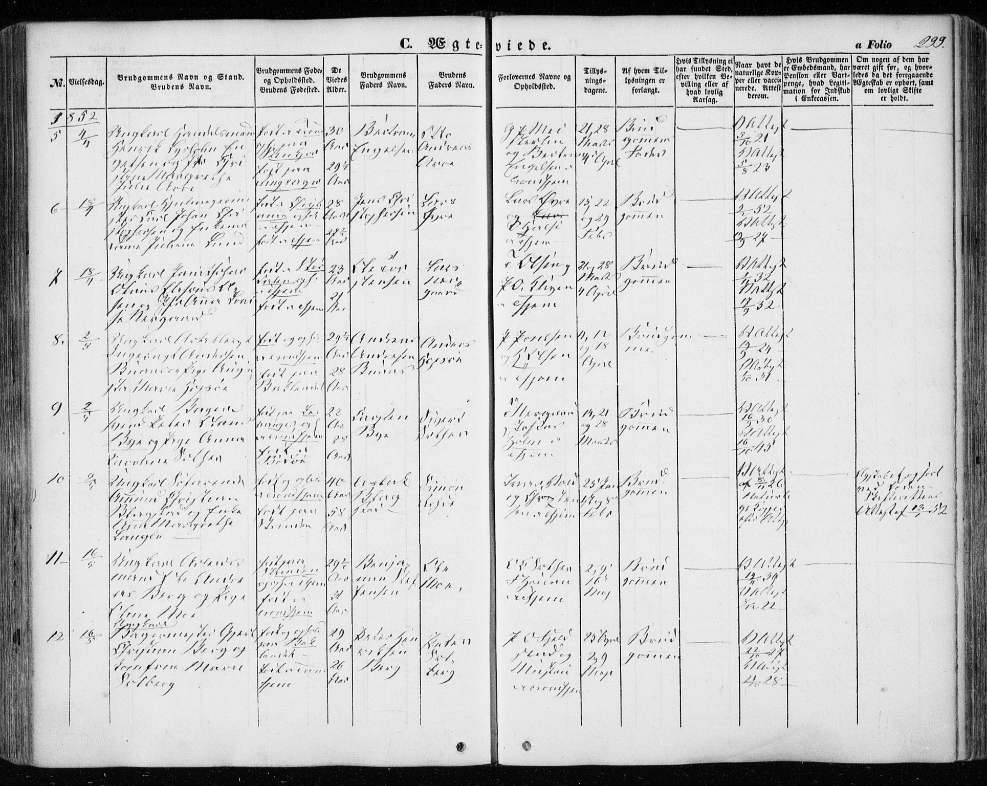 Ministerialprotokoller, klokkerbøker og fødselsregistre - Sør-Trøndelag, SAT/A-1456/601/L0051: Parish register (official) no. 601A19, 1848-1857, p. 299