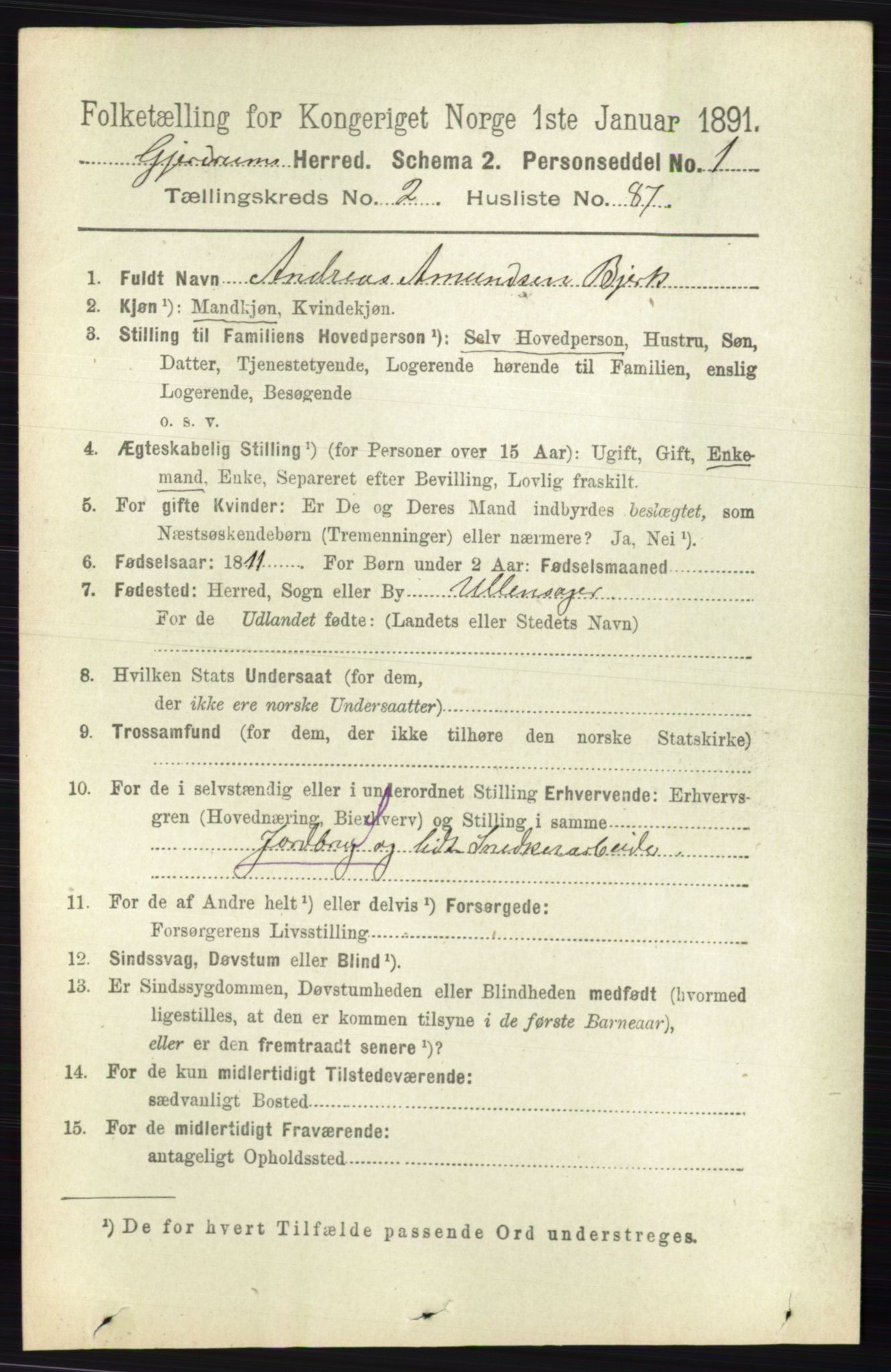 RA, 1891 census for 0234 Gjerdrum, 1891, p. 1075