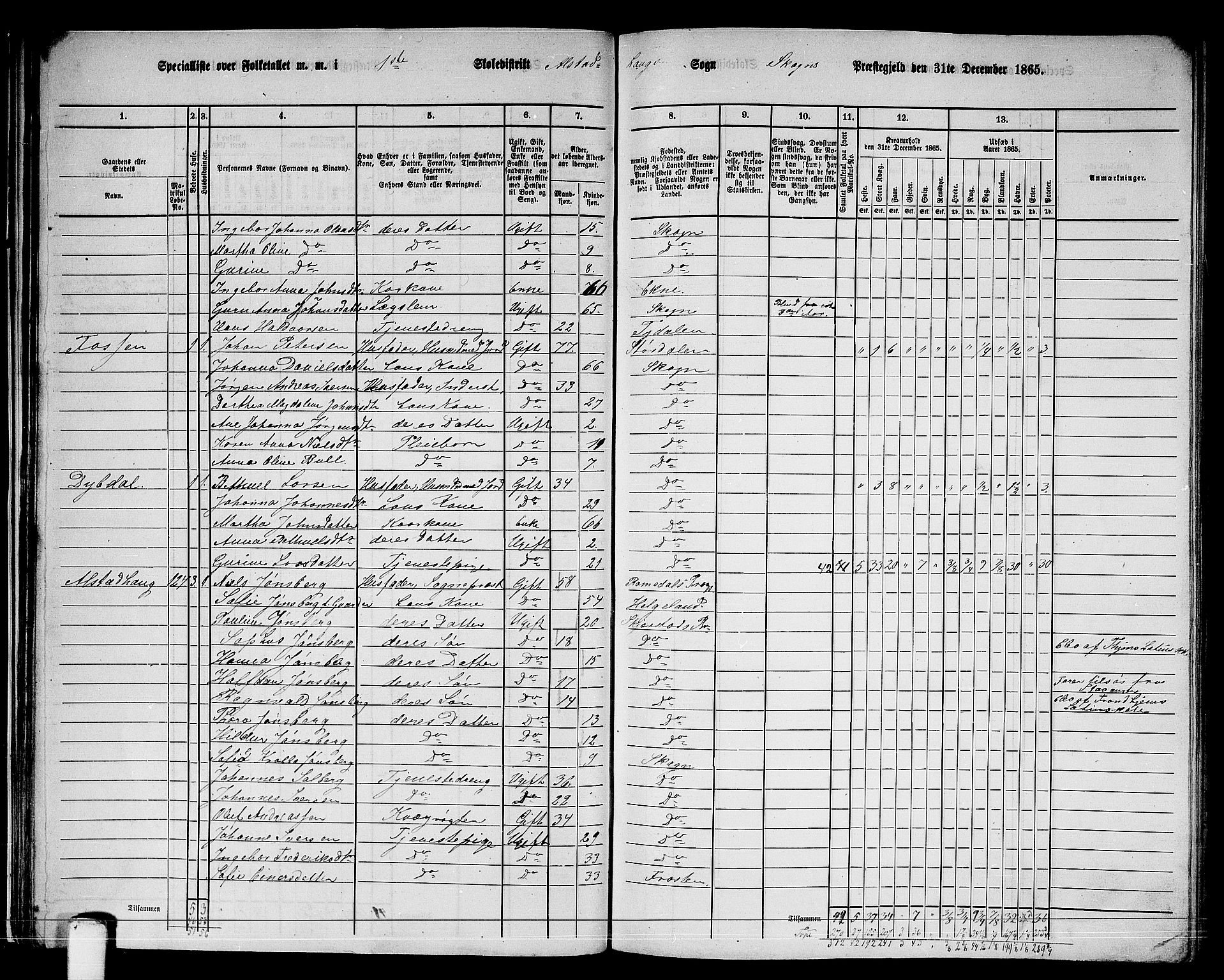RA, 1865 census for Skogn, 1865, p. 38