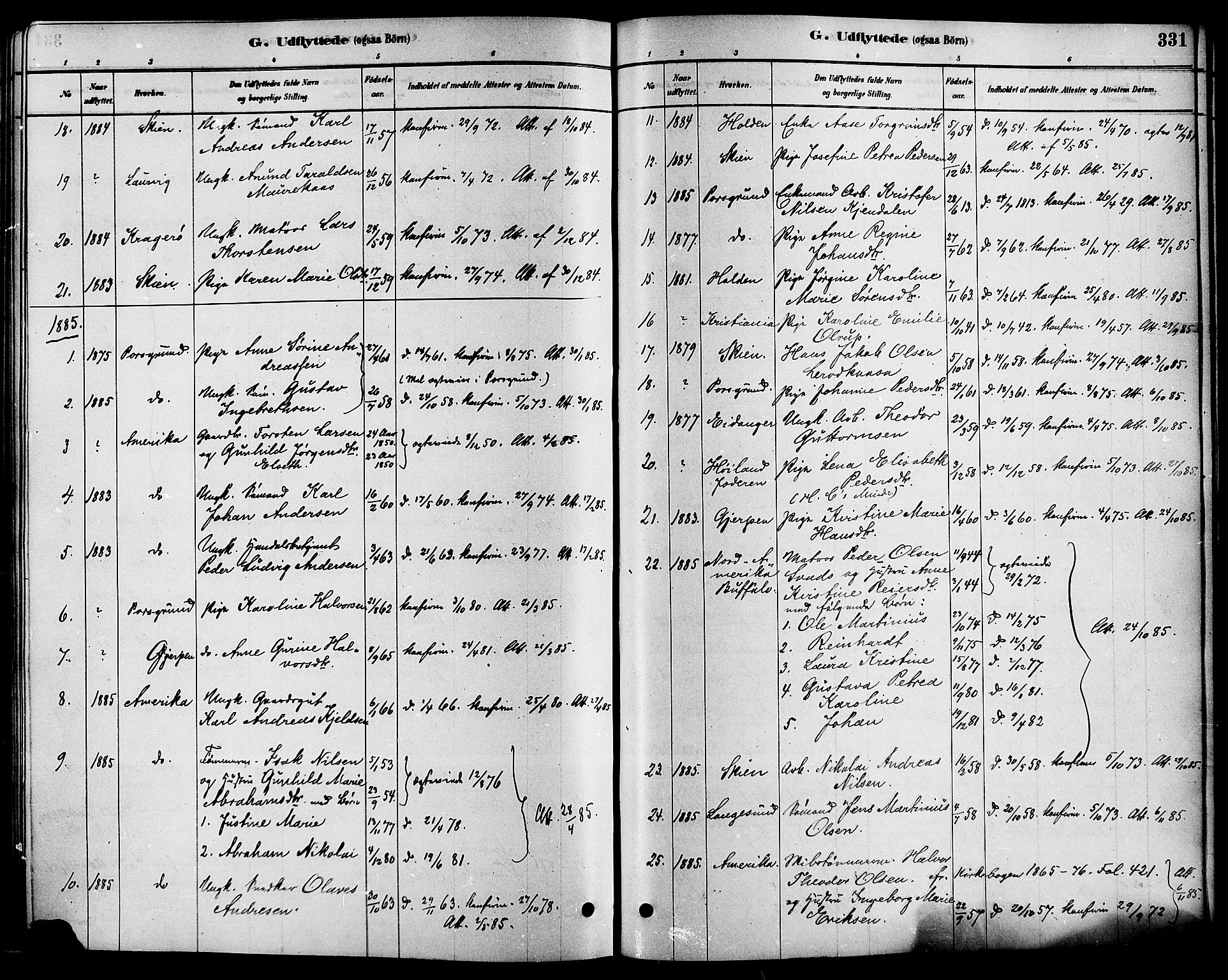 Solum kirkebøker, SAKO/A-306/F/Fa/L0009: Parish register (official) no. I 9, 1877-1887, p. 331