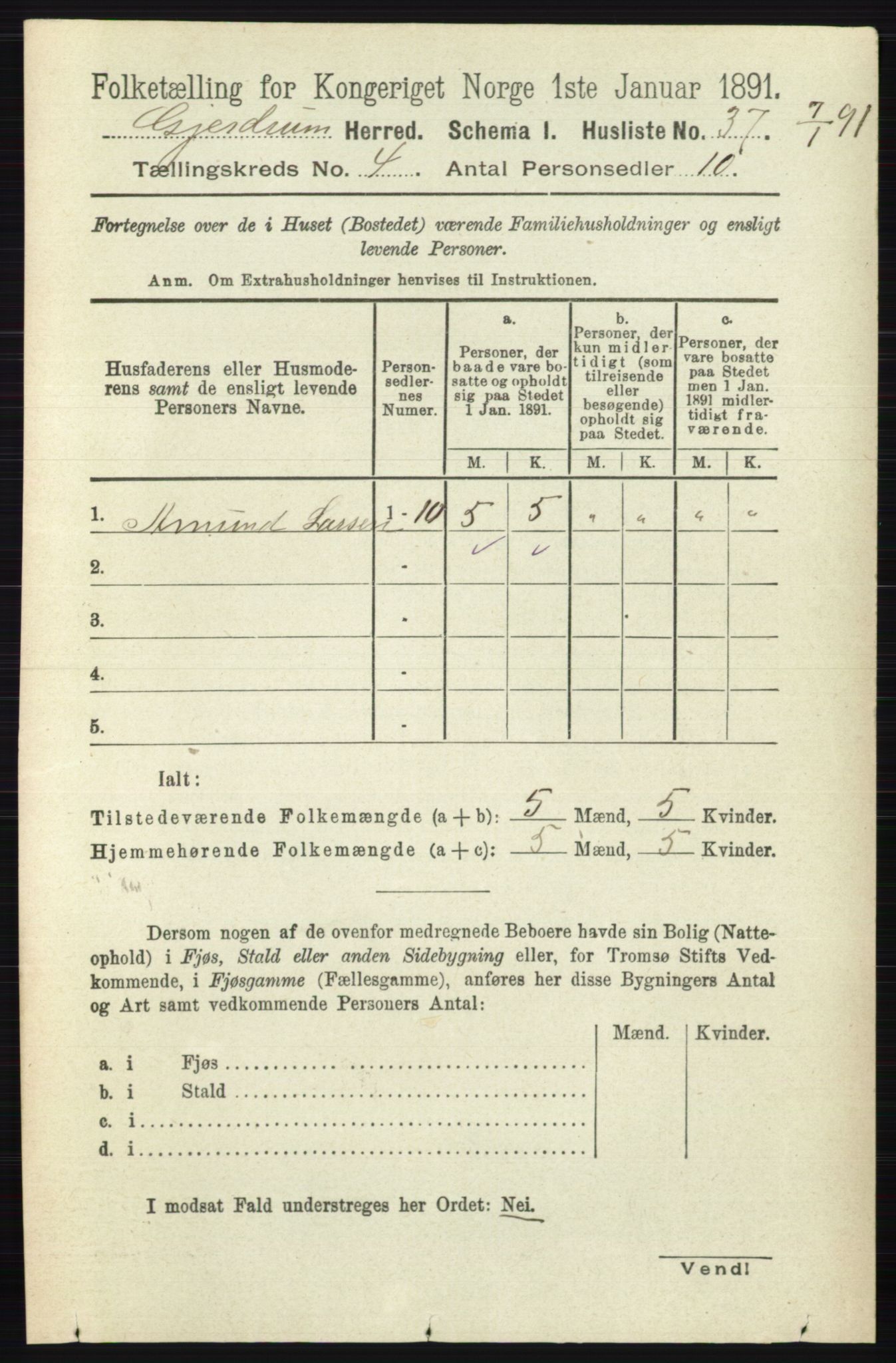 RA, 1891 census for 0234 Gjerdrum, 1891, p. 1786