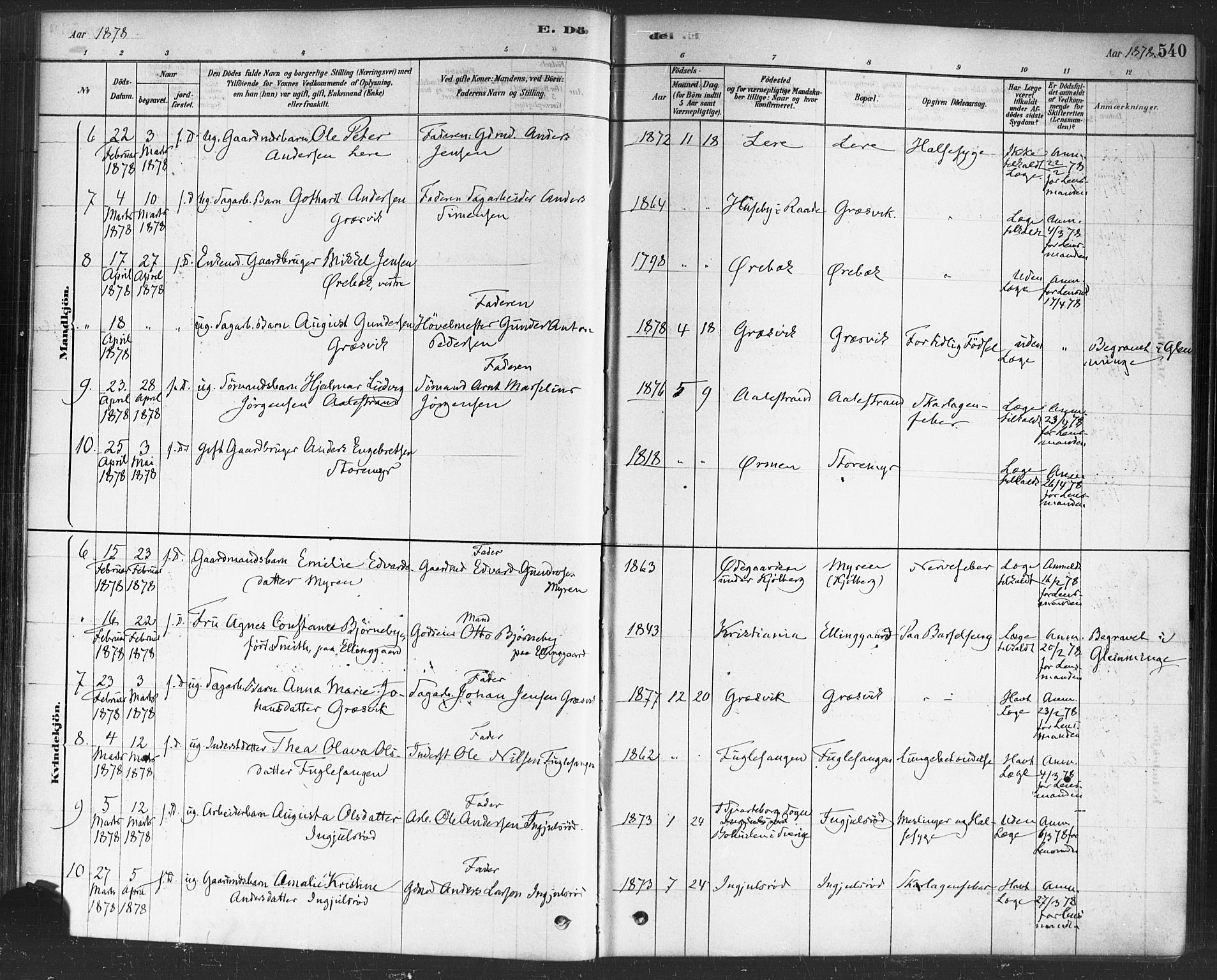 Onsøy prestekontor Kirkebøker, SAO/A-10914/F/Fa/L0006: Parish register (official) no. I 6, 1878-1898, p. 540