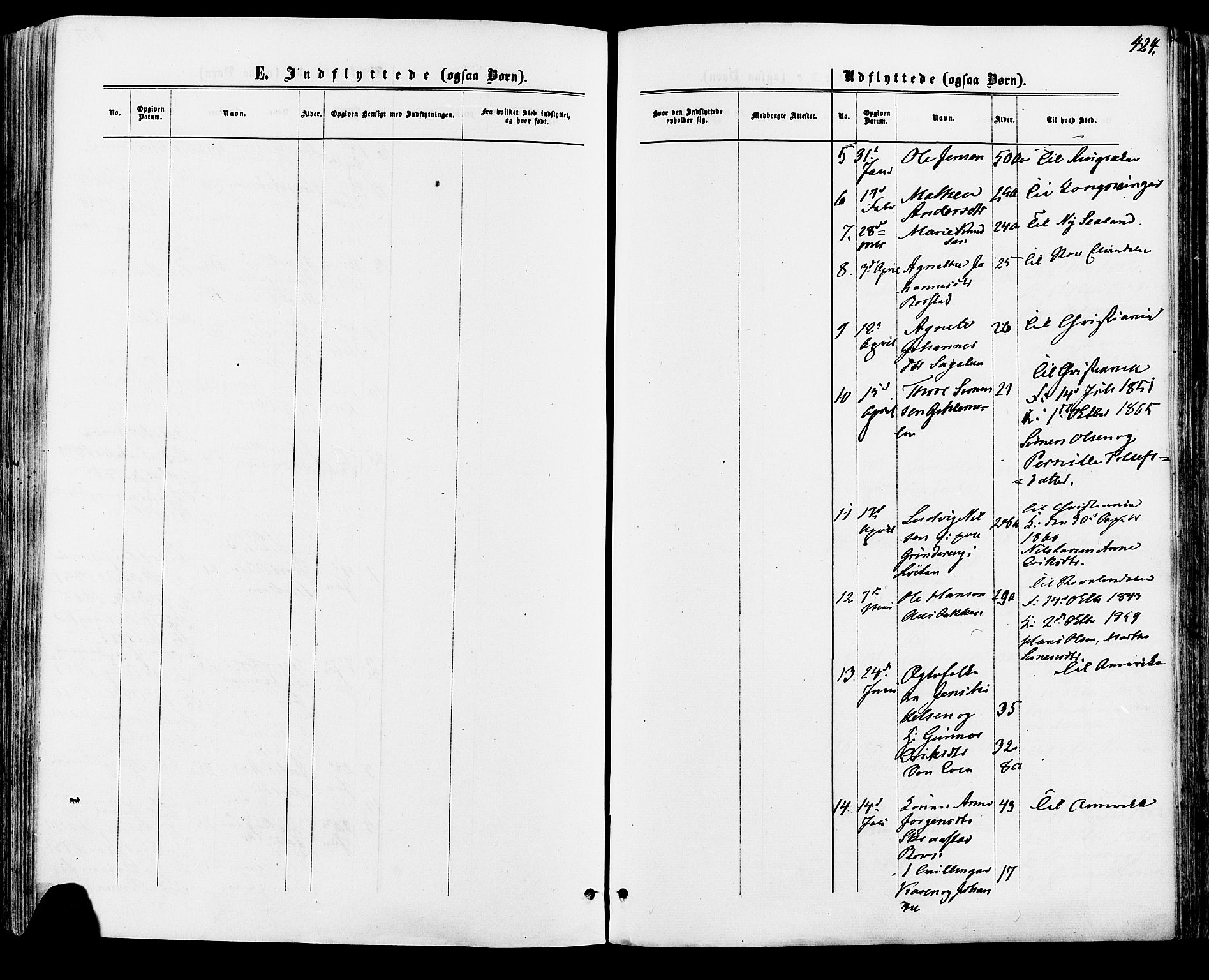 Vang prestekontor, Hedmark, SAH/PREST-008/H/Ha/Haa/L0015: Parish register (official) no. 15, 1871-1885, p. 424