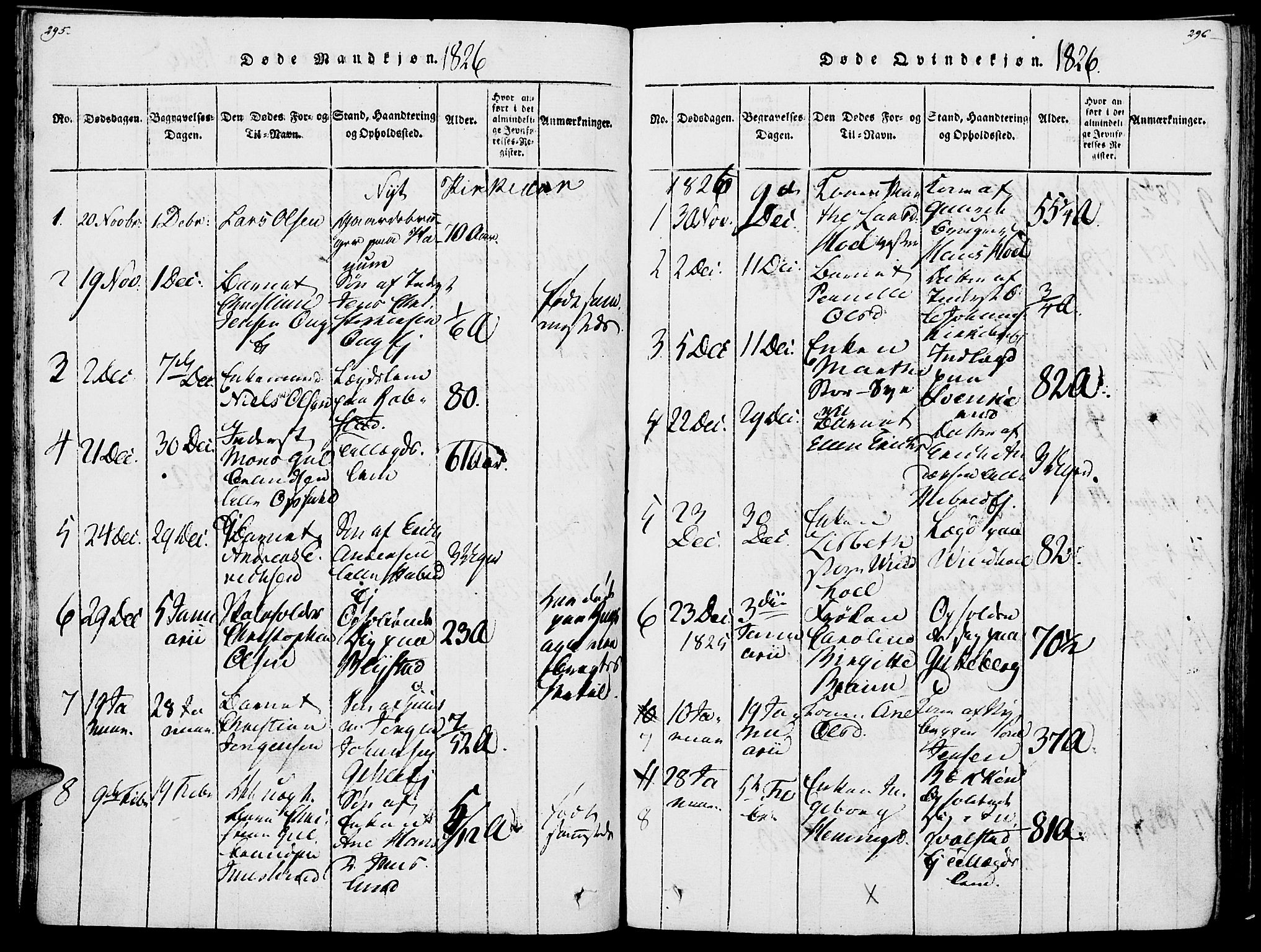 Vang prestekontor, Hedmark, SAH/PREST-008/H/Ha/Haa/L0007: Parish register (official) no. 7, 1813-1826, p. 295-296