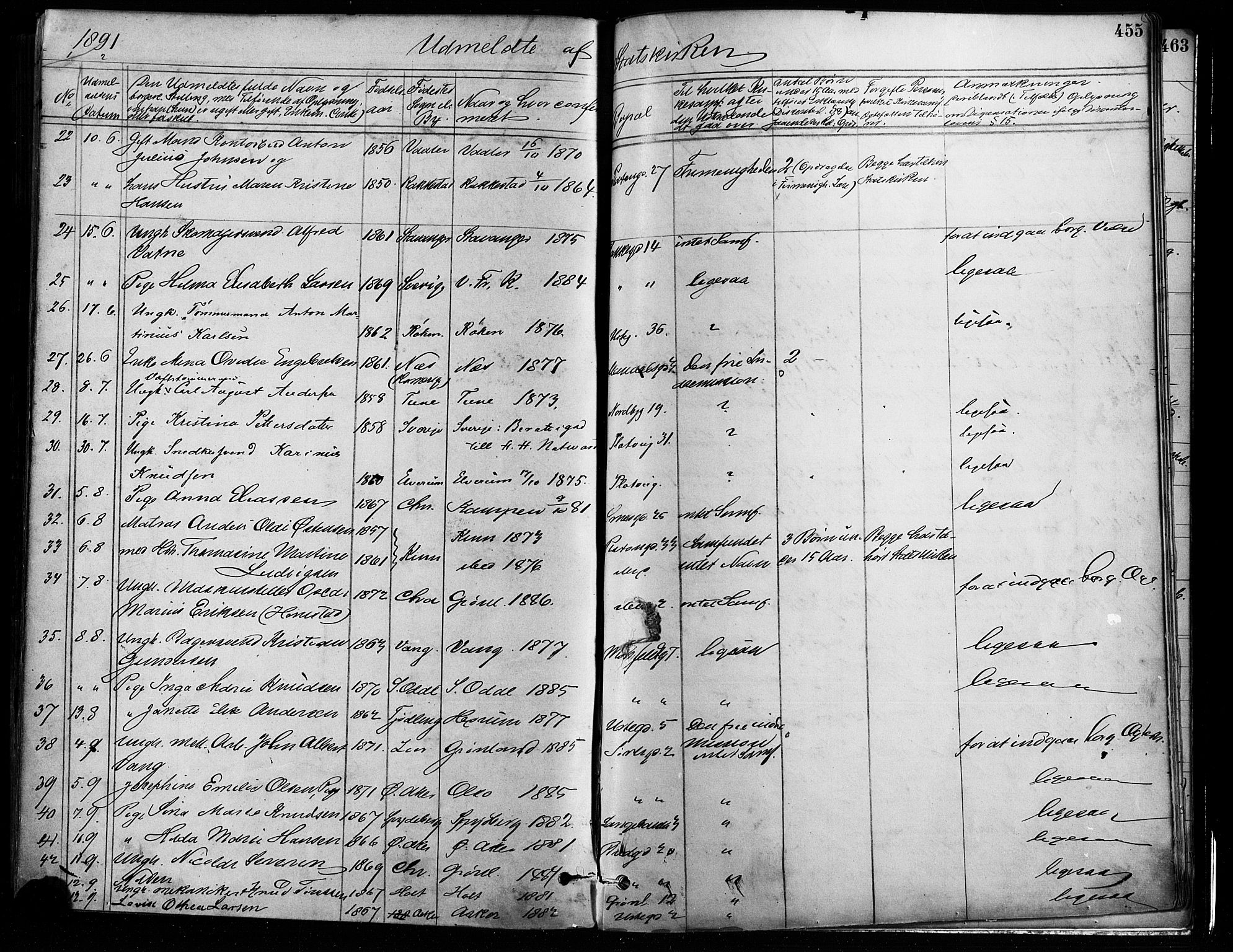 Grønland prestekontor Kirkebøker, AV/SAO-A-10848/F/Fa/L0008: Parish register (official) no. 8, 1881-1893, p. 455