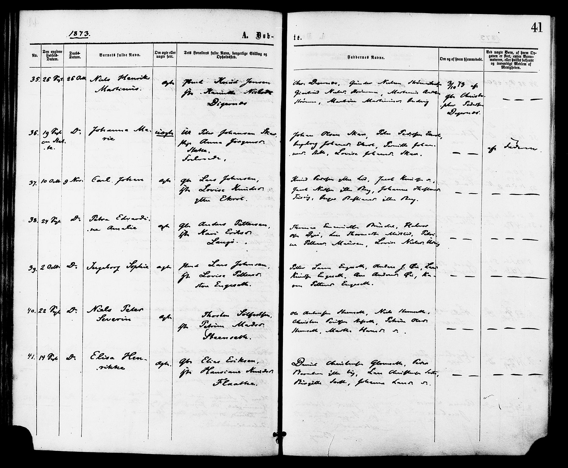 Ministerialprotokoller, klokkerbøker og fødselsregistre - Møre og Romsdal, AV/SAT-A-1454/524/L0355: Parish register (official) no. 524A07, 1864-1879, p. 41