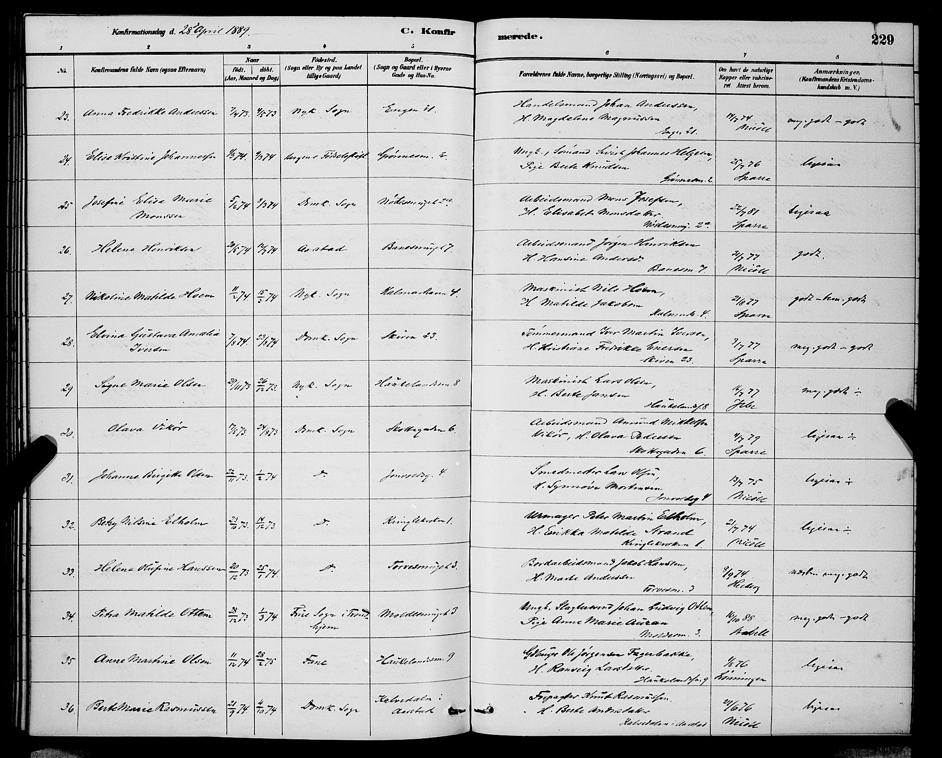 Domkirken sokneprestembete, SAB/A-74801/H/Hab/L0024: Parish register (copy) no. C 4, 1880-1899, p. 227