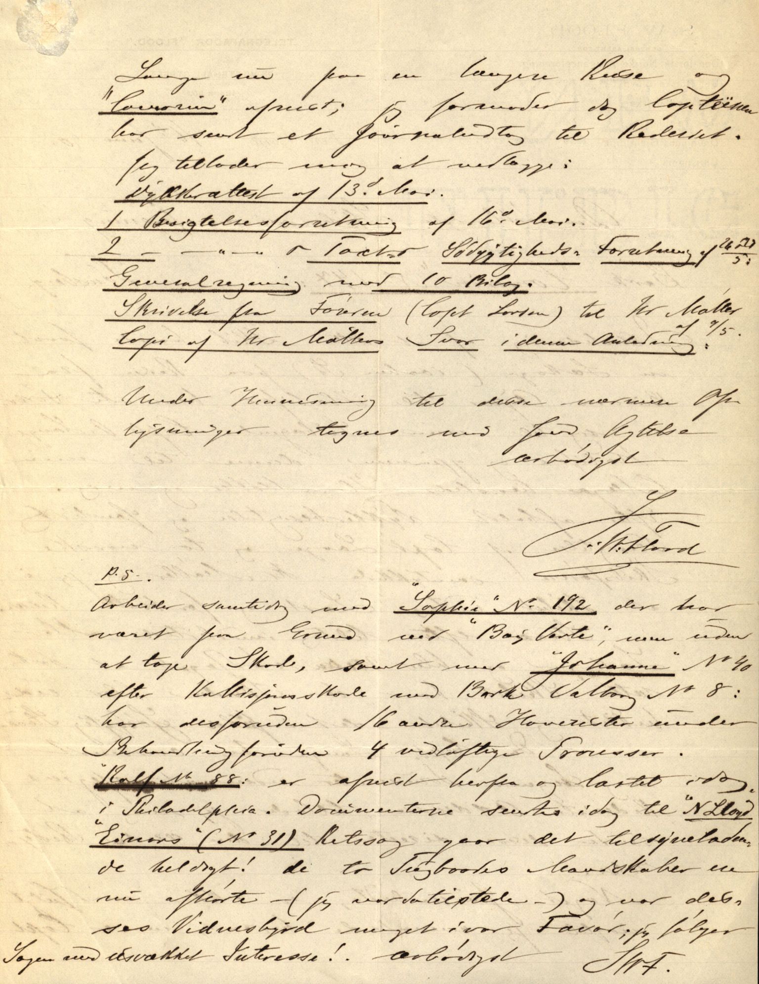 Pa 63 - Østlandske skibsassuranceforening, VEMU/A-1079/G/Ga/L0025/0003: Havaridokumenter / Josephine, Carl, Johanna, Castro, Comorin, Corona, 1890, p. 69