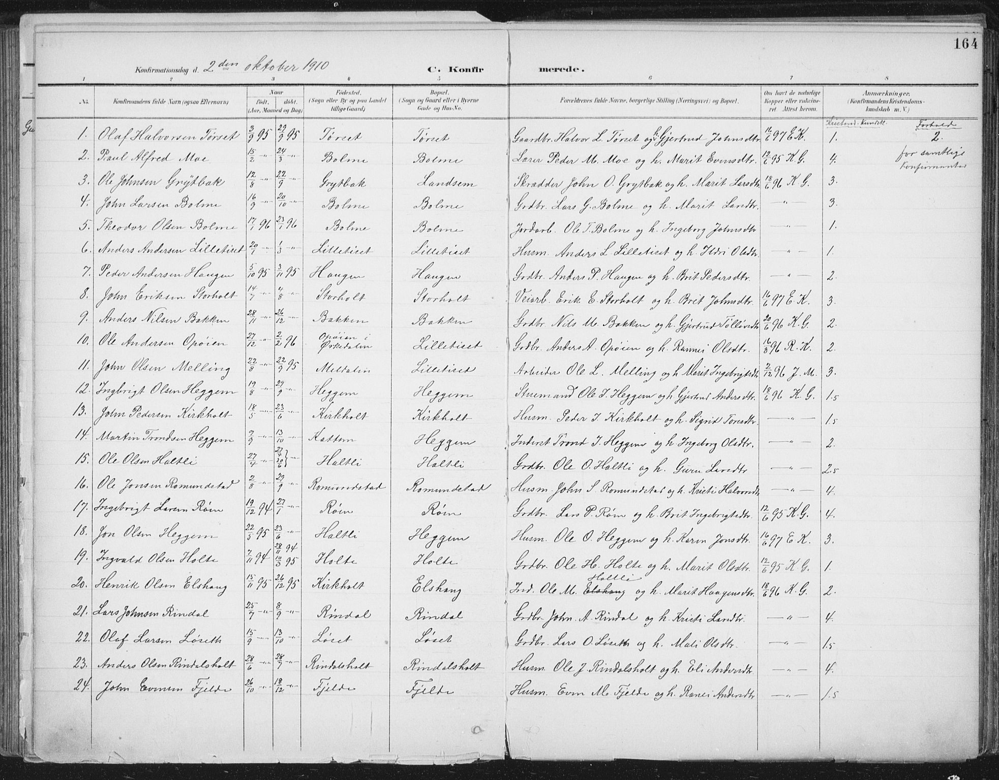 Ministerialprotokoller, klokkerbøker og fødselsregistre - Møre og Romsdal, SAT/A-1454/598/L1072: Parish register (official) no. 598A06, 1896-1910, p. 164
