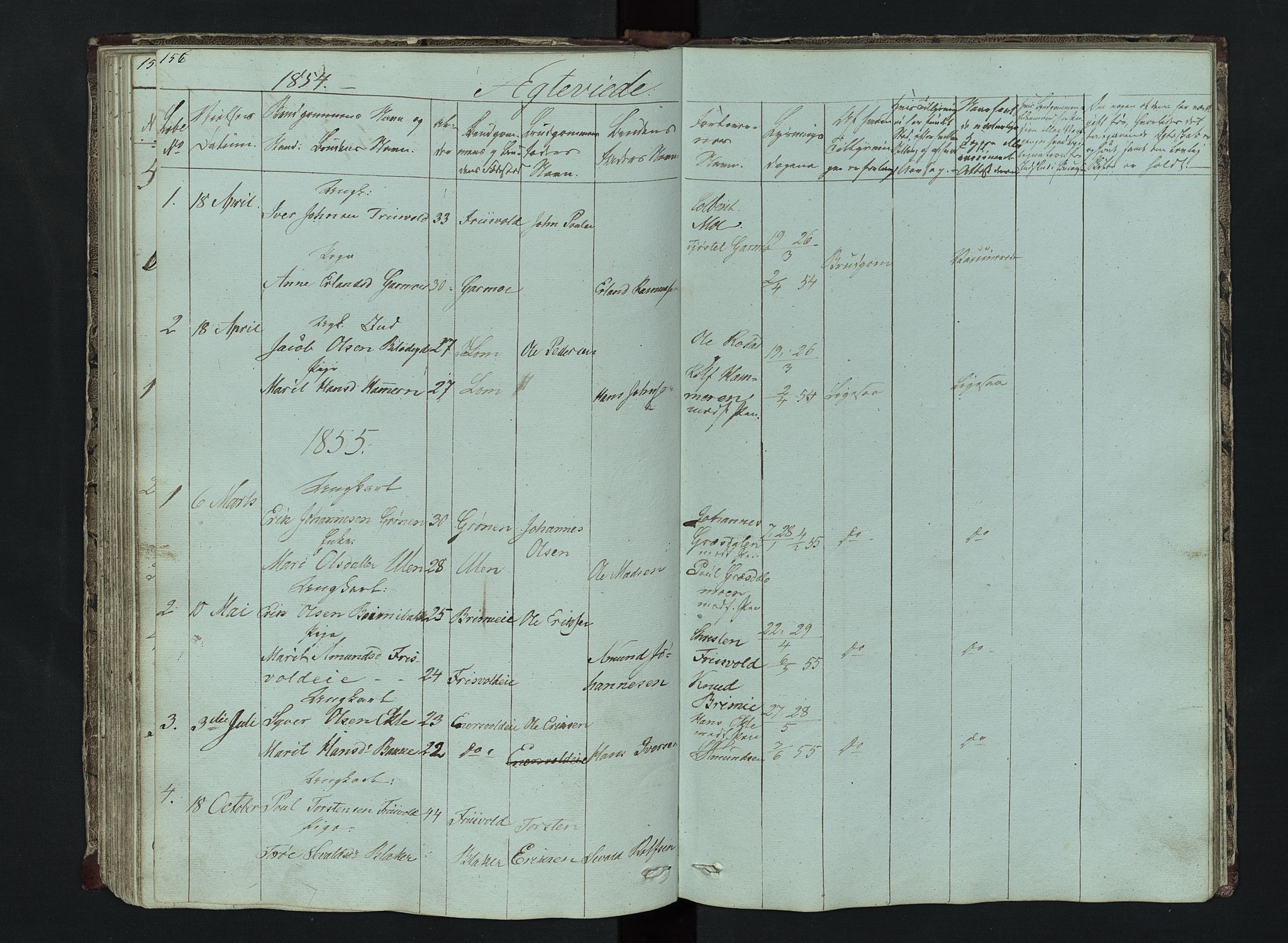 Lom prestekontor, AV/SAH-PREST-070/L/L0014: Parish register (copy) no. 14, 1845-1876, p. 156-157