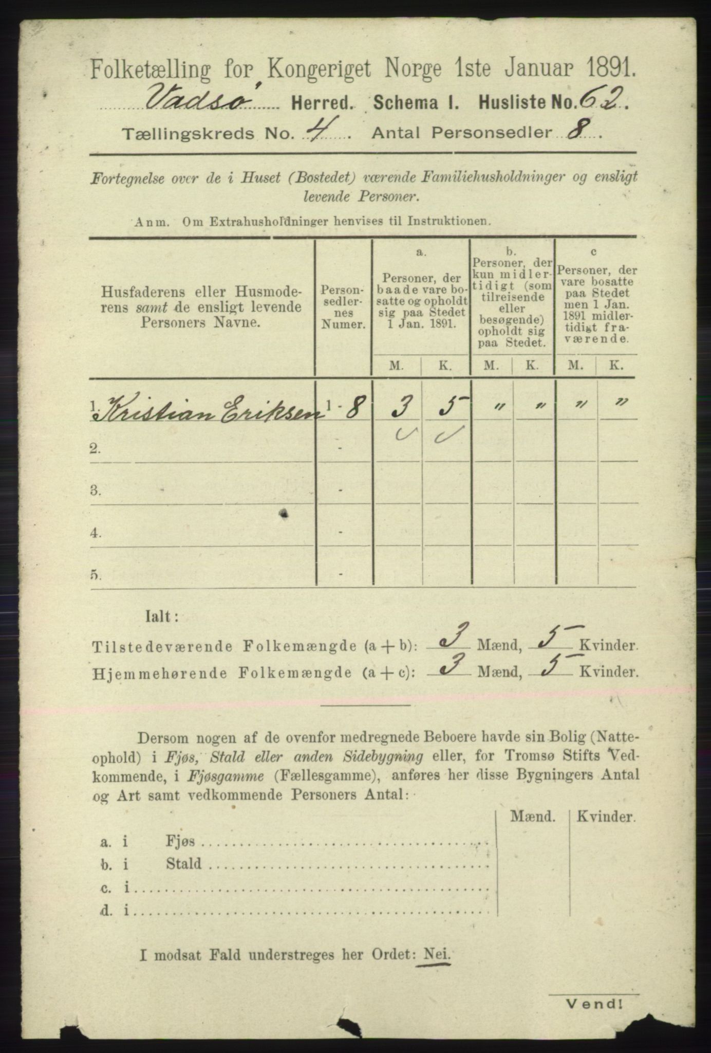 RA, 1891 census for 2029 Vadsø, 1891, p. 1205