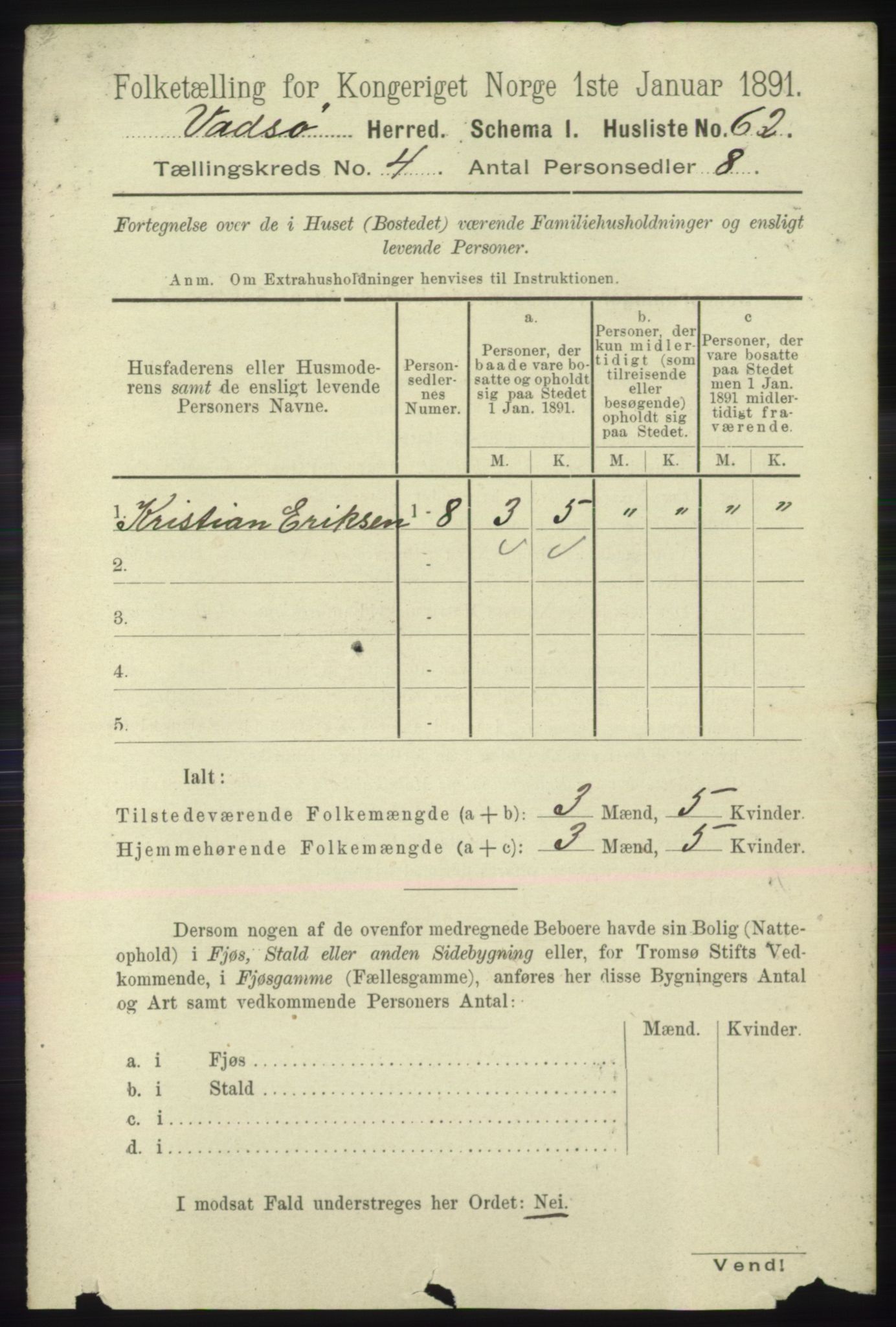 RA, 1891 census for 2029 Vadsø, 1891, p. 1205