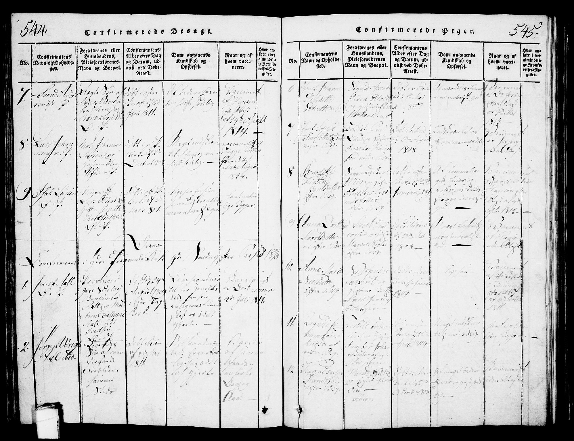 Porsgrunn kirkebøker , SAKO/A-104/G/Gb/L0001: Parish register (copy) no. II 1, 1817-1828, p. 544-545