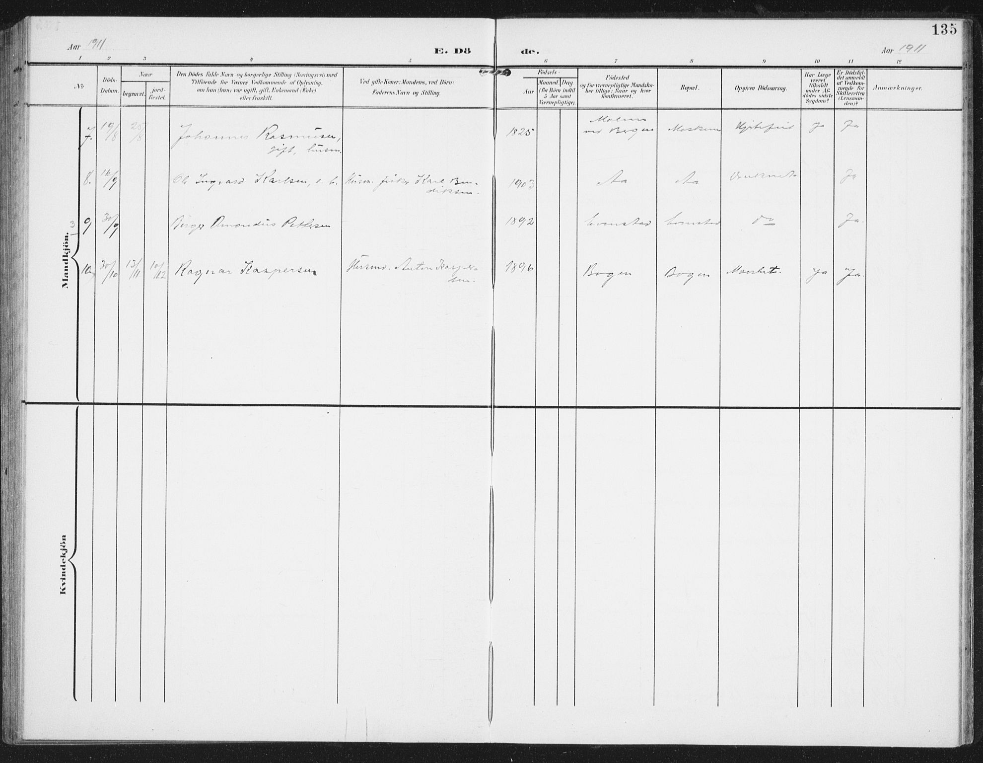 Ministerialprotokoller, klokkerbøker og fødselsregistre - Nordland, SAT/A-1459/886/L1221: Parish register (official) no. 886A03, 1903-1913, p. 135