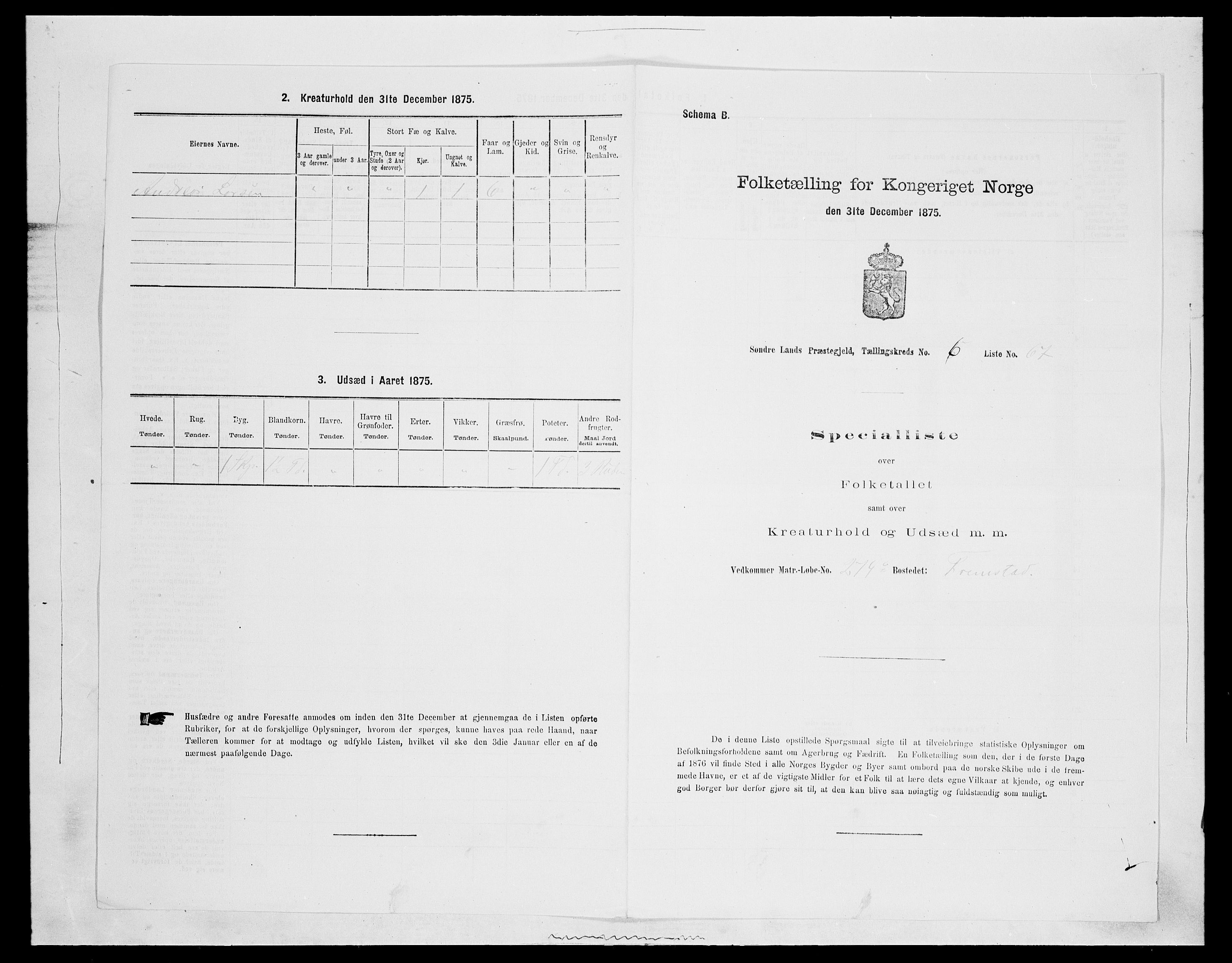 SAH, 1875 census for 0536P Søndre Land, 1875, p. 995