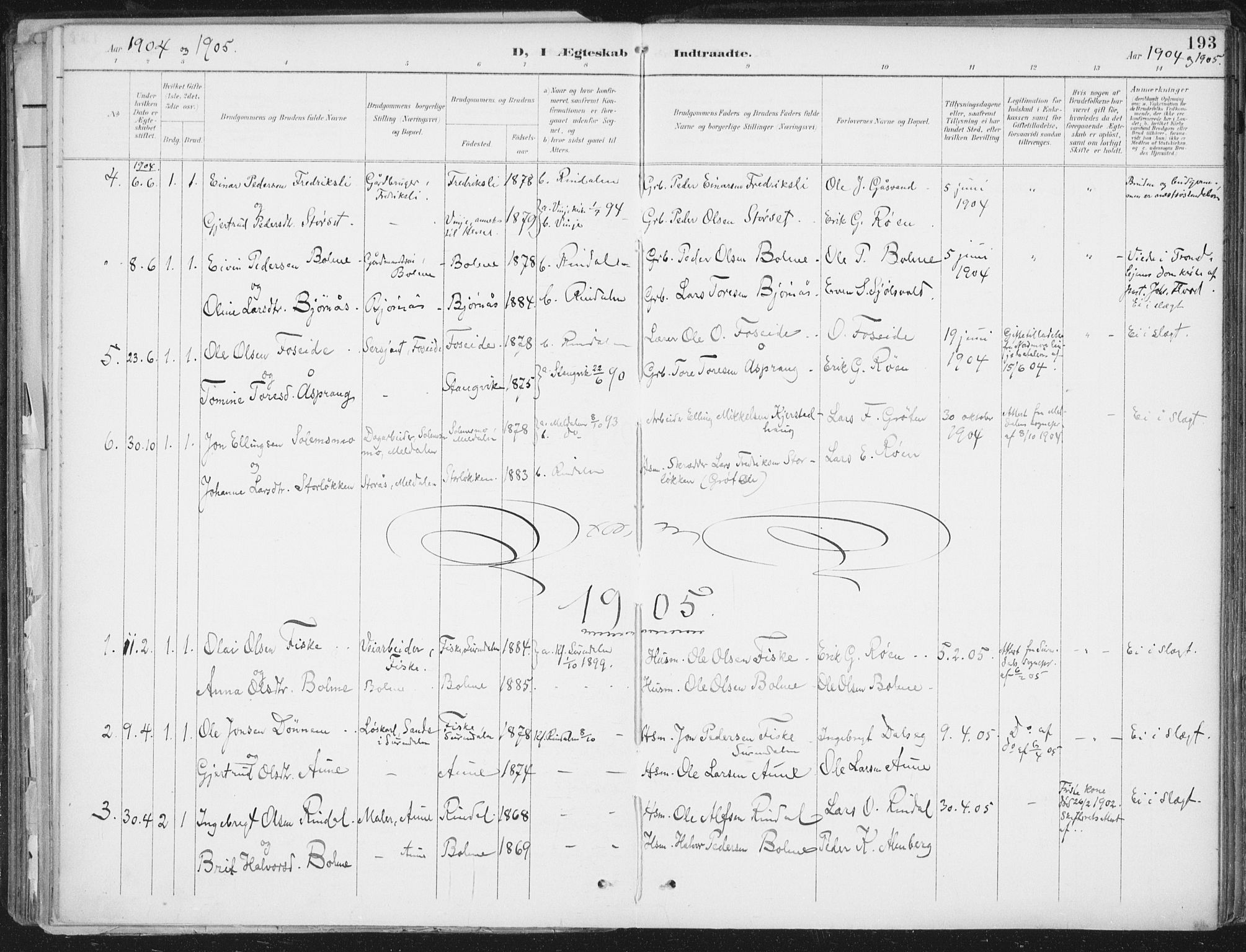 Ministerialprotokoller, klokkerbøker og fødselsregistre - Møre og Romsdal, SAT/A-1454/598/L1072: Parish register (official) no. 598A06, 1896-1910, p. 193