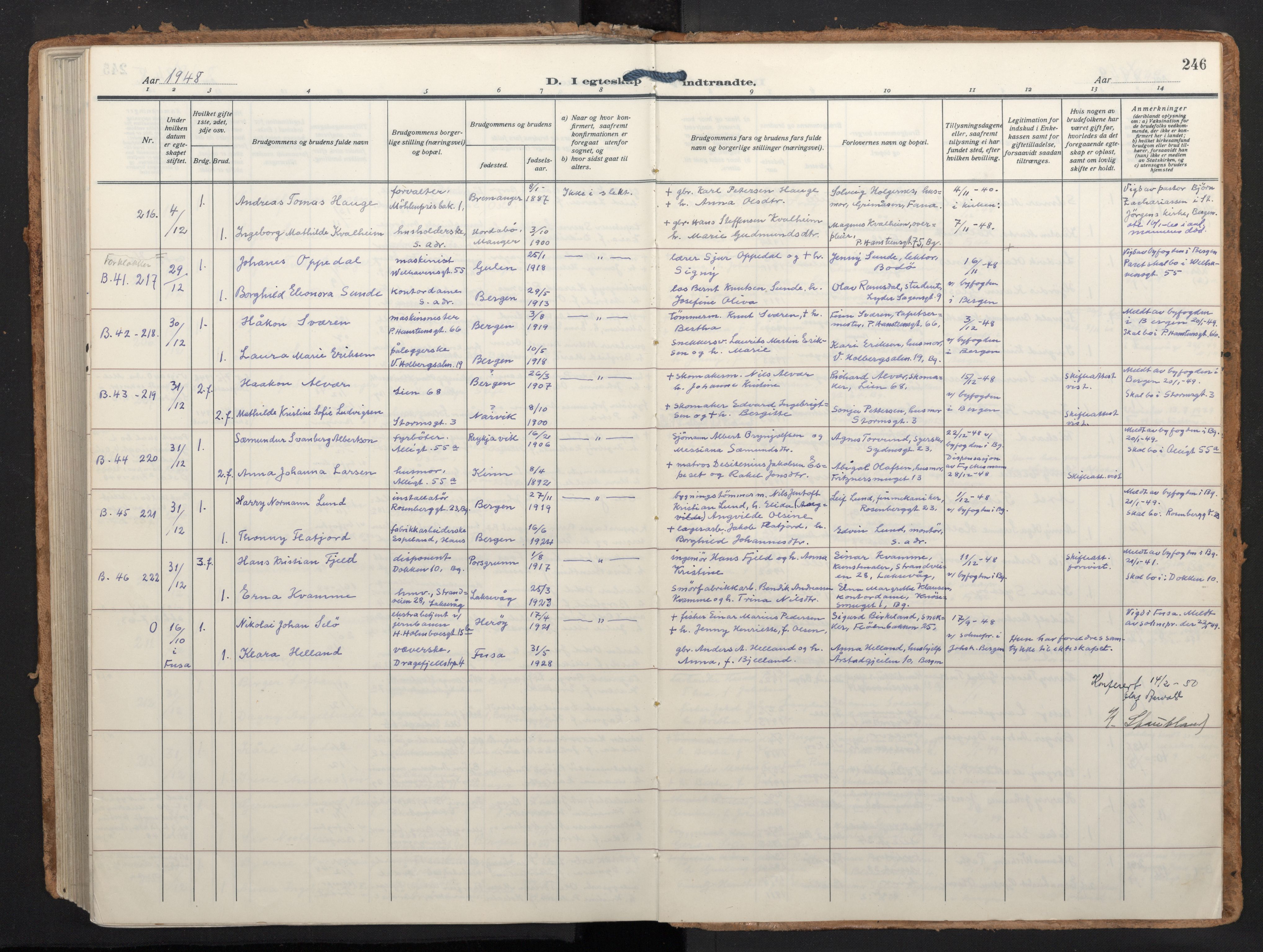 Johanneskirken sokneprestembete, AV/SAB-A-76001/H/Haa/L0014: Parish register (official) no. D 3, 1929-1949, p. 245b-246a