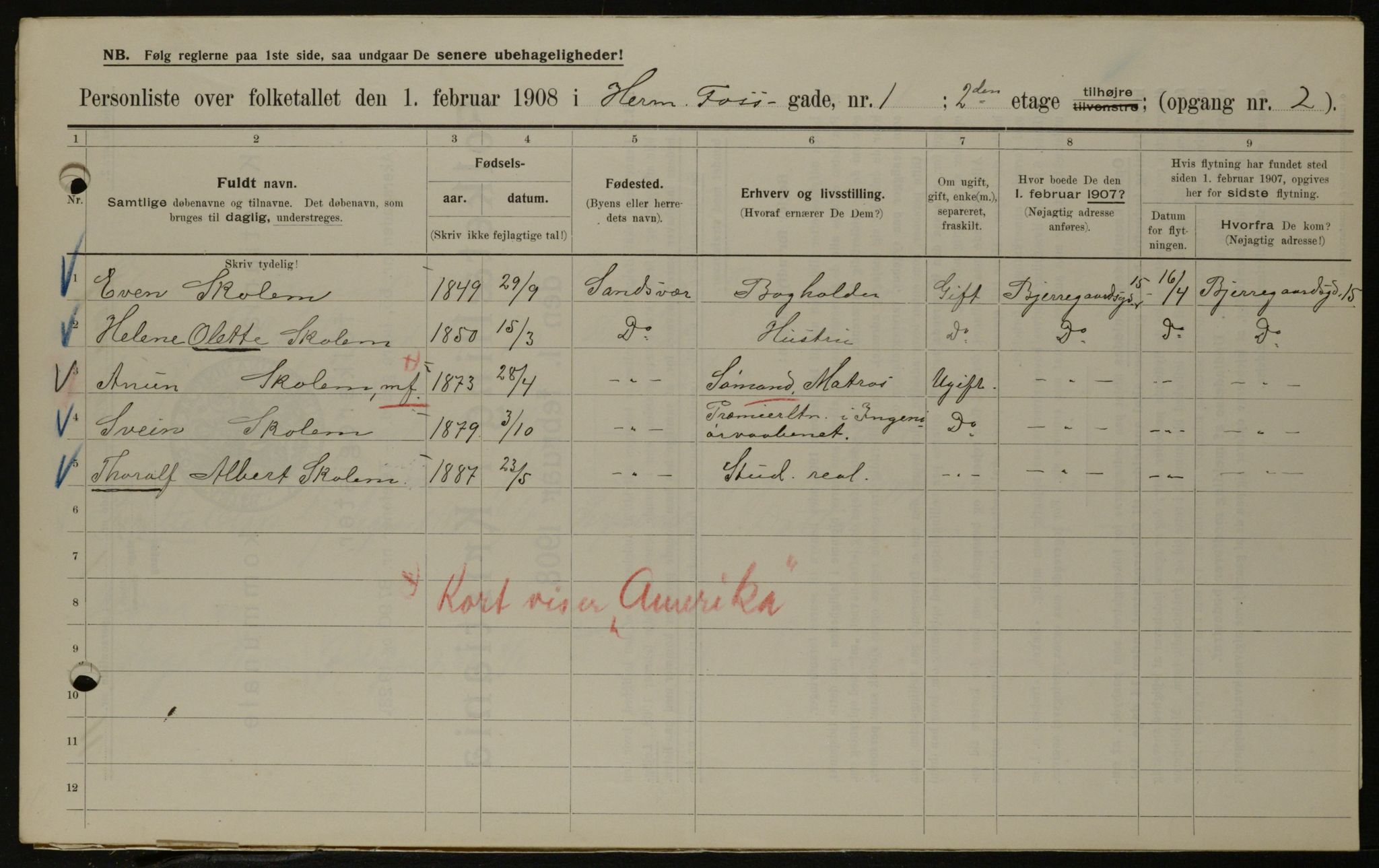 OBA, Municipal Census 1908 for Kristiania, 1908, p. 34705