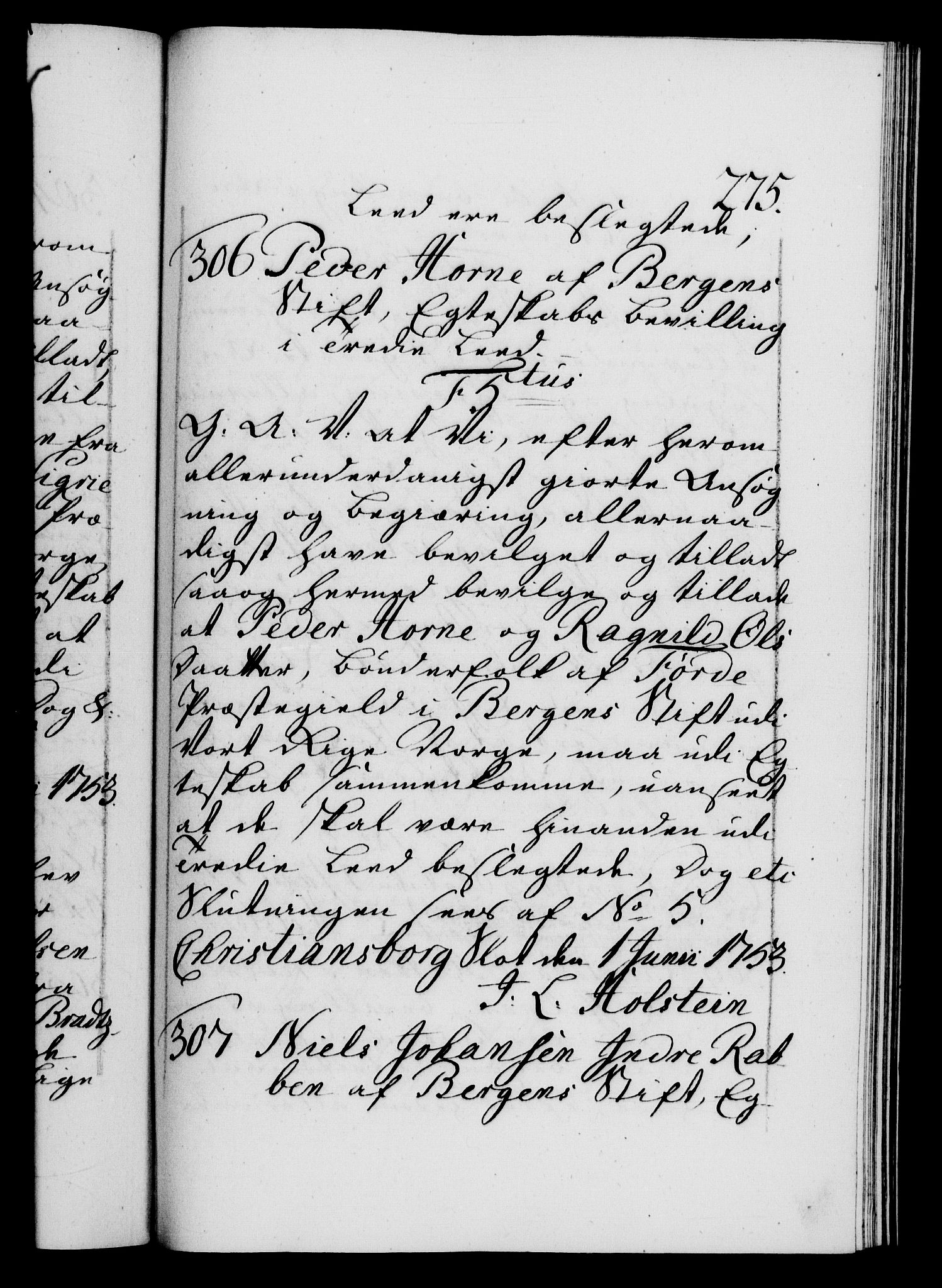 Danske Kanselli 1572-1799, AV/RA-EA-3023/F/Fc/Fca/Fcaa/L0038: Norske registre, 1753-1754, p. 275a