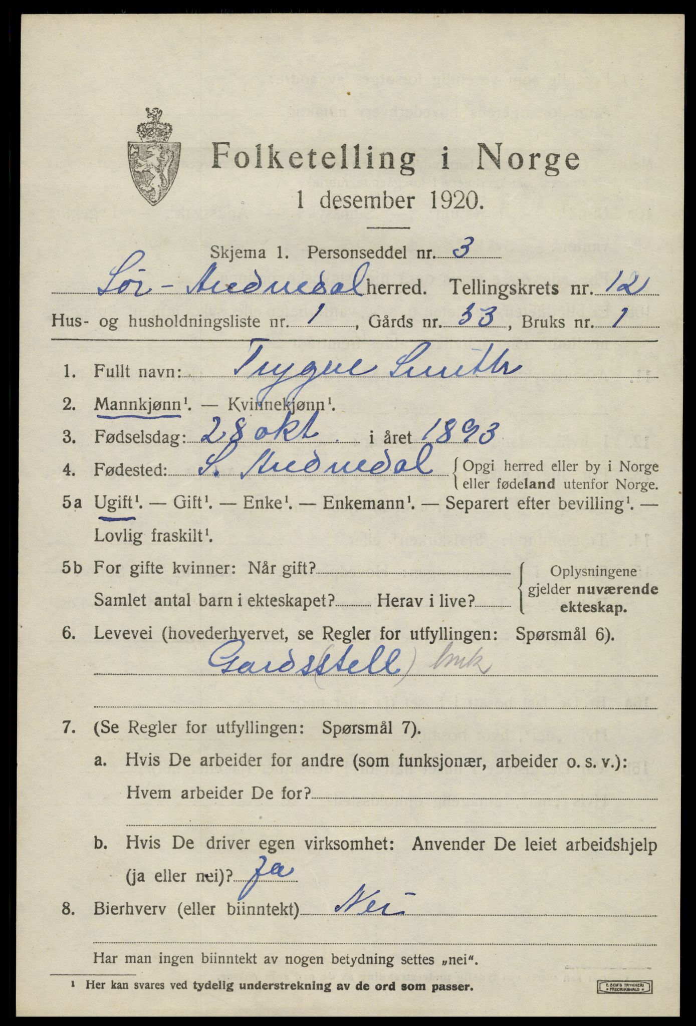 SAK, 1920 census for Sør-Audnedal, 1920, p. 4527