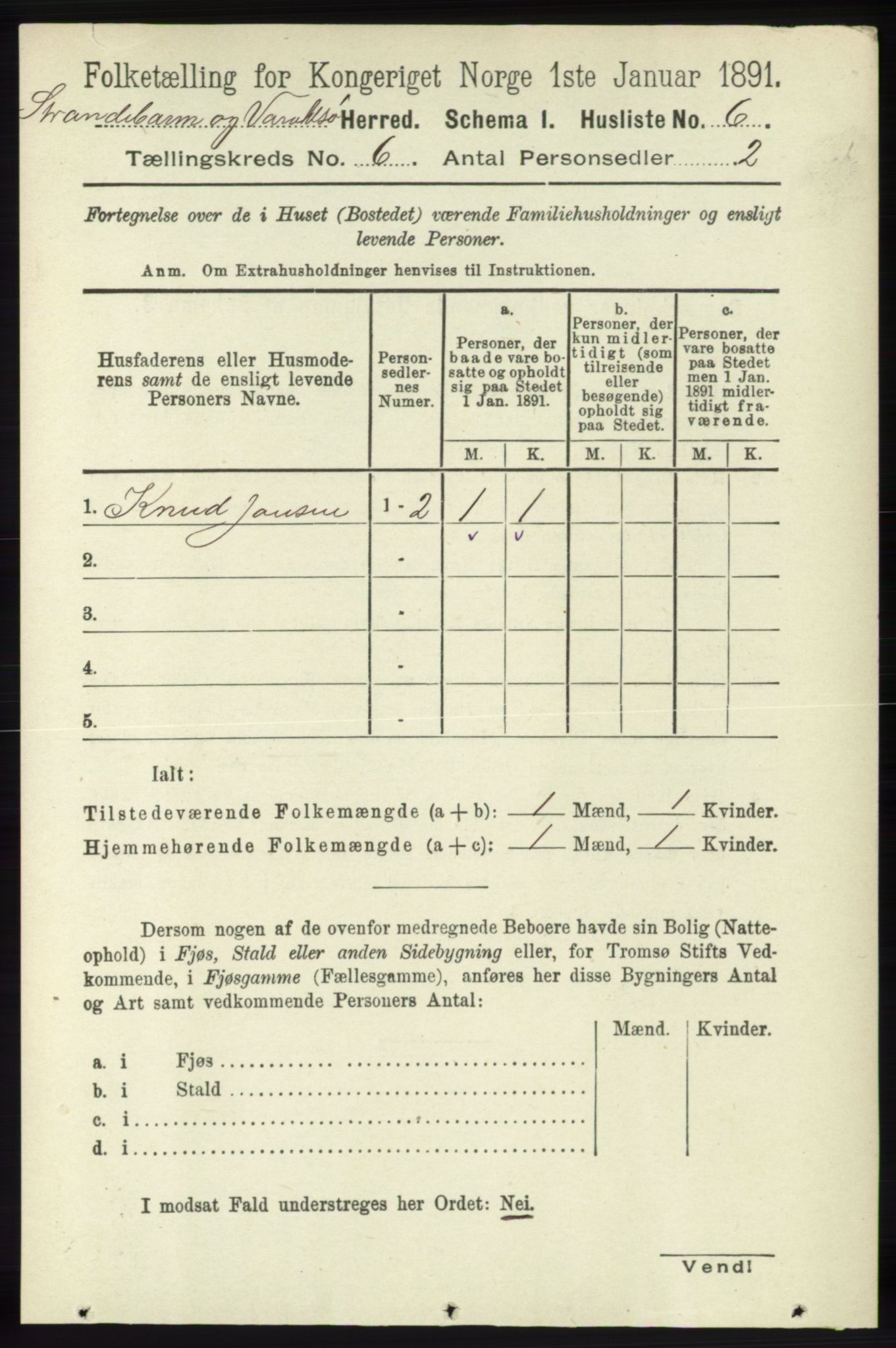 RA, 1891 census for 1226 Strandebarm og Varaldsøy, 1891, p. 2409