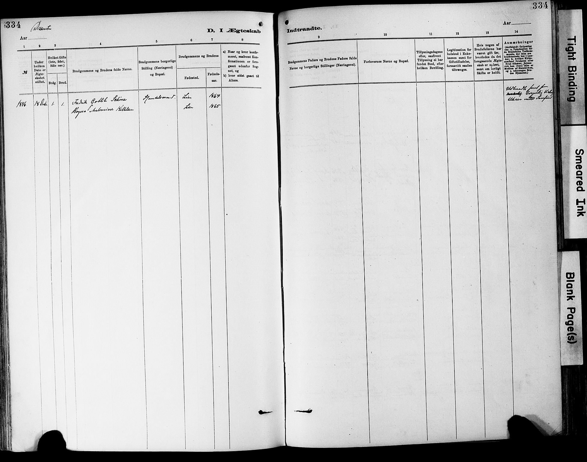 Lier kirkebøker, SAKO/A-230/F/Fa/L0015: Parish register (official) no. I 15, 1883-1894, p. 334