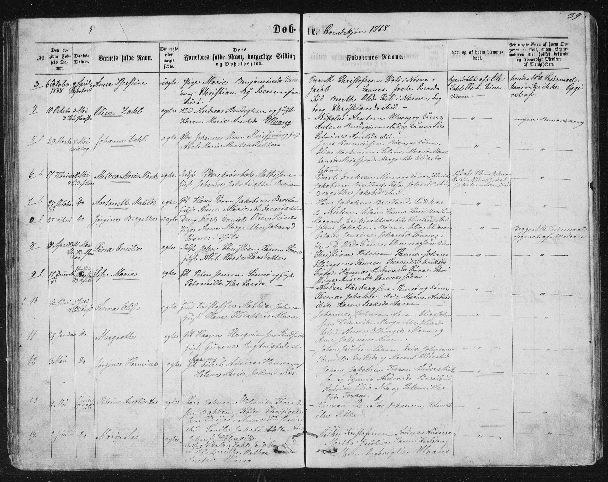 Ministerialprotokoller, klokkerbøker og fødselsregistre - Nordland, AV/SAT-A-1459/831/L0476: Parish register (copy) no. 831C03, 1866-1877, p. 39