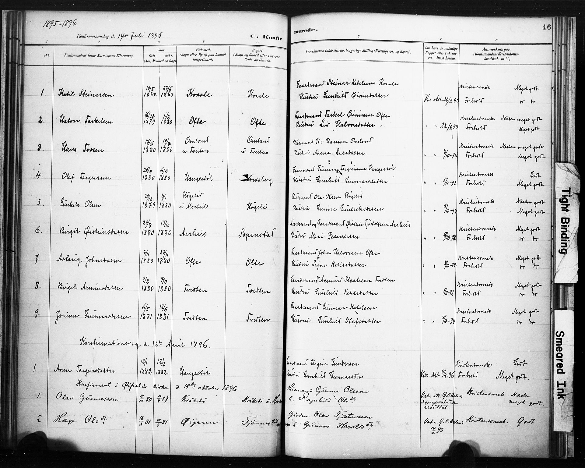 Lårdal kirkebøker, SAKO/A-284/F/Fc/L0002: Parish register (official) no. III 2, 1887-1906, p. 46